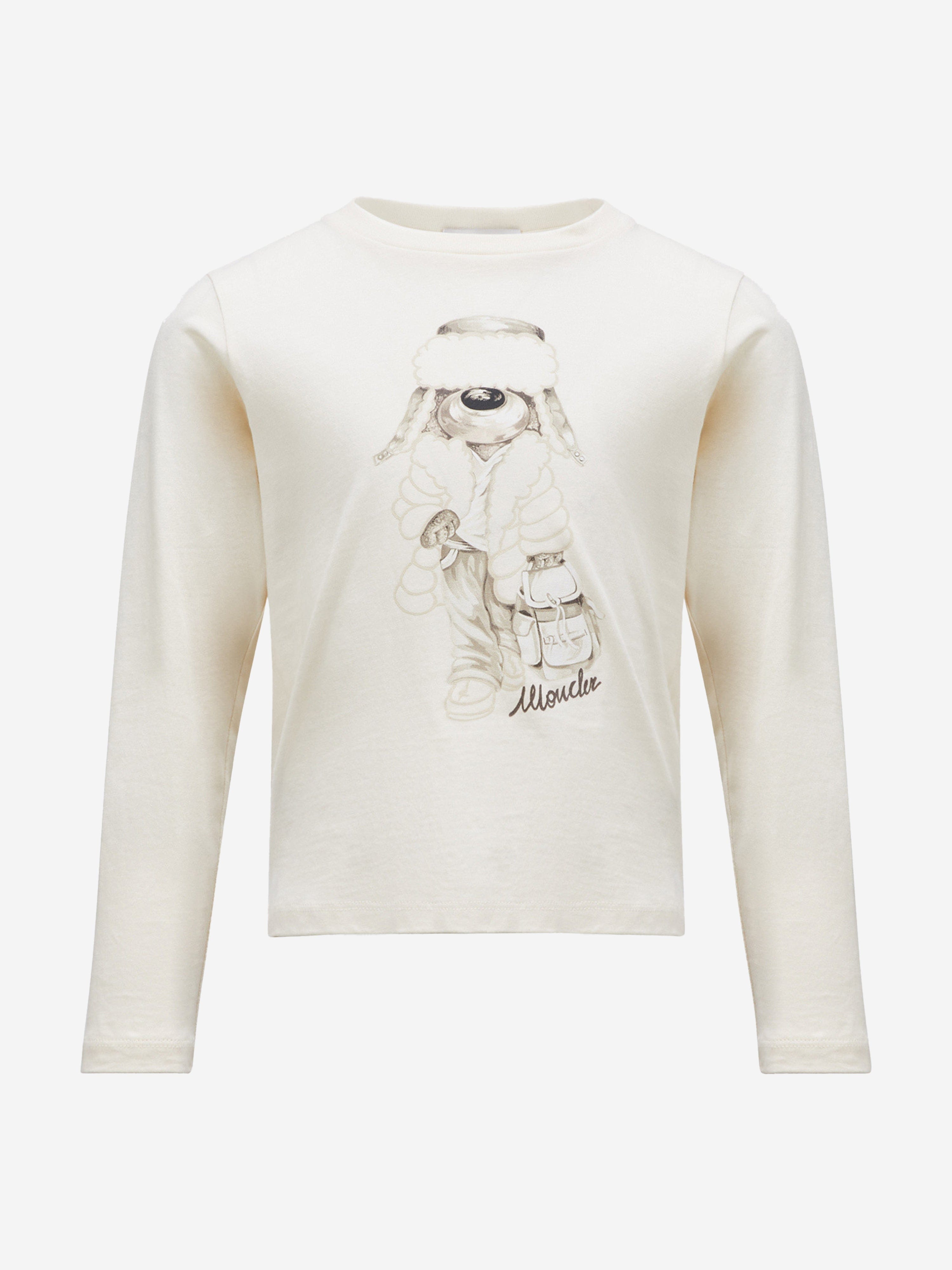 Moncler Enfant Girls Long Sleeve T-Shirt in Ivory