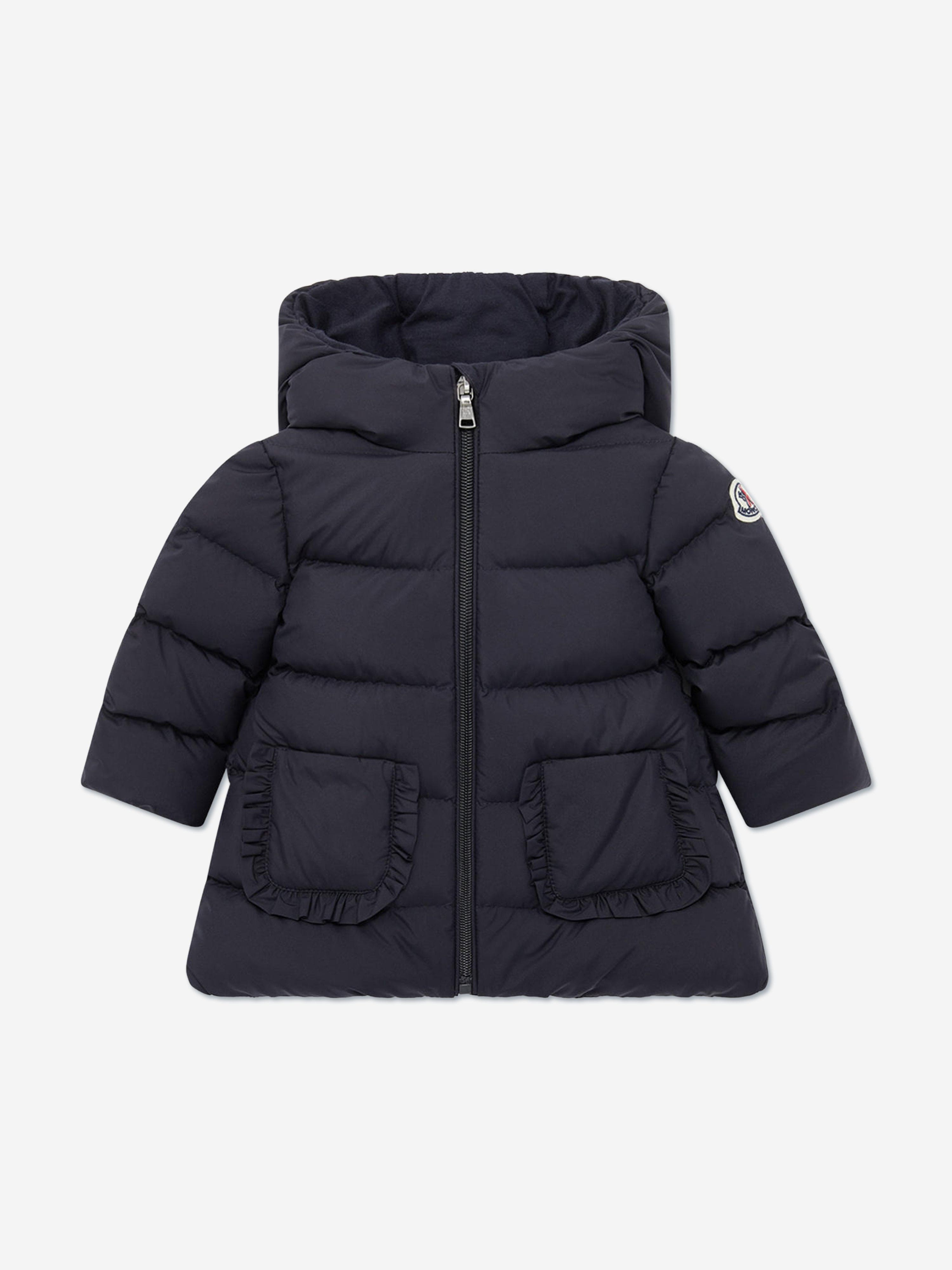 Moncler Enfant Baby Girls Down Padded Molan Long Parka in Navy