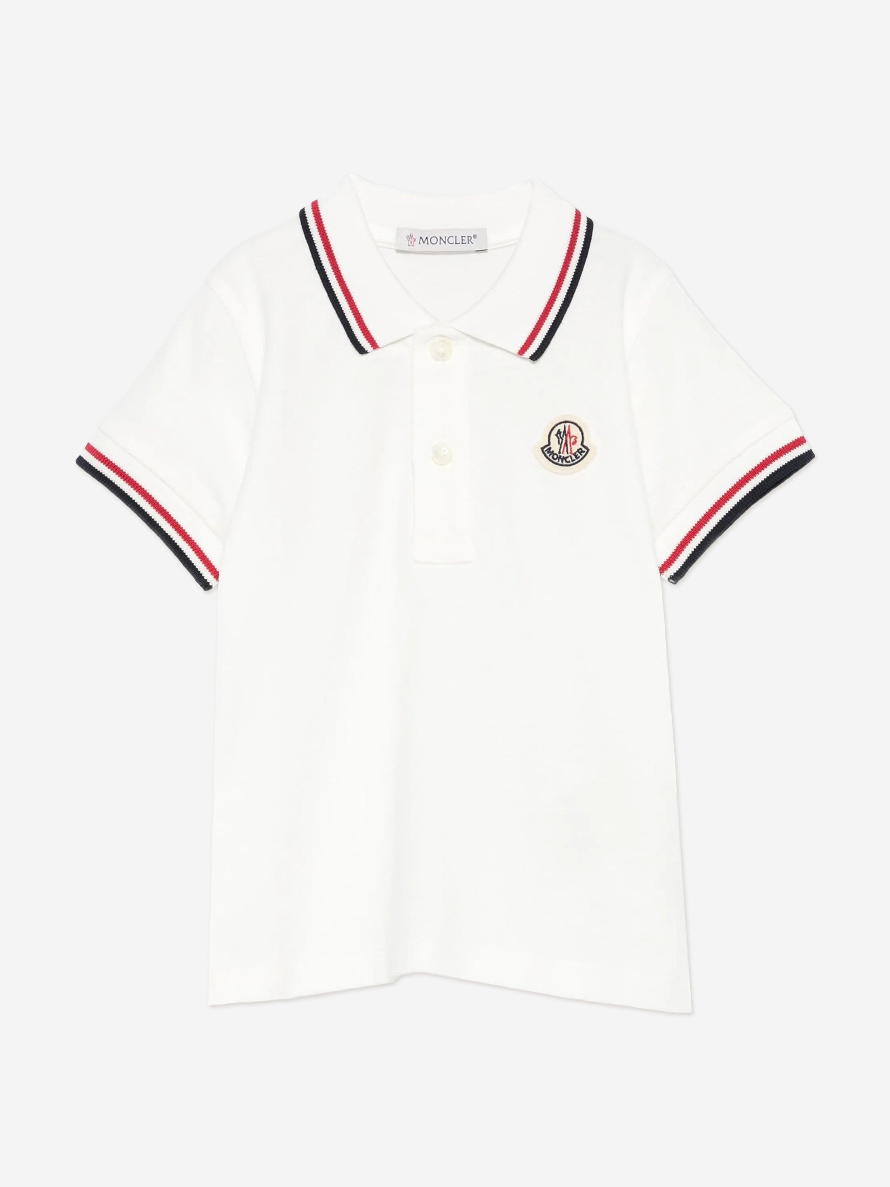Moncler Enfant Baby Boys Logo Polo Shirt in Ivory