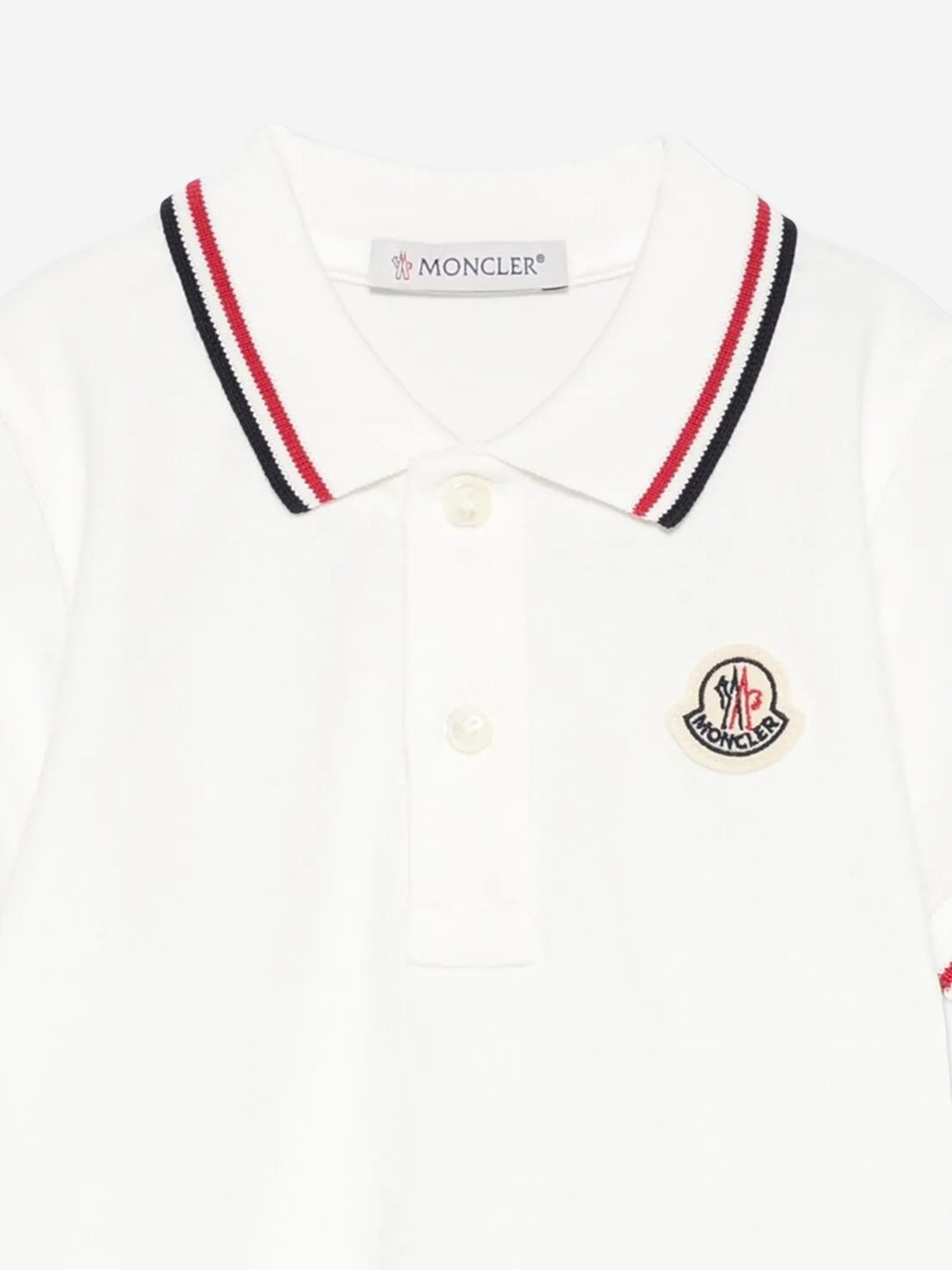 Moncler Enfant Baby Boys Logo Polo Shirt in Ivory