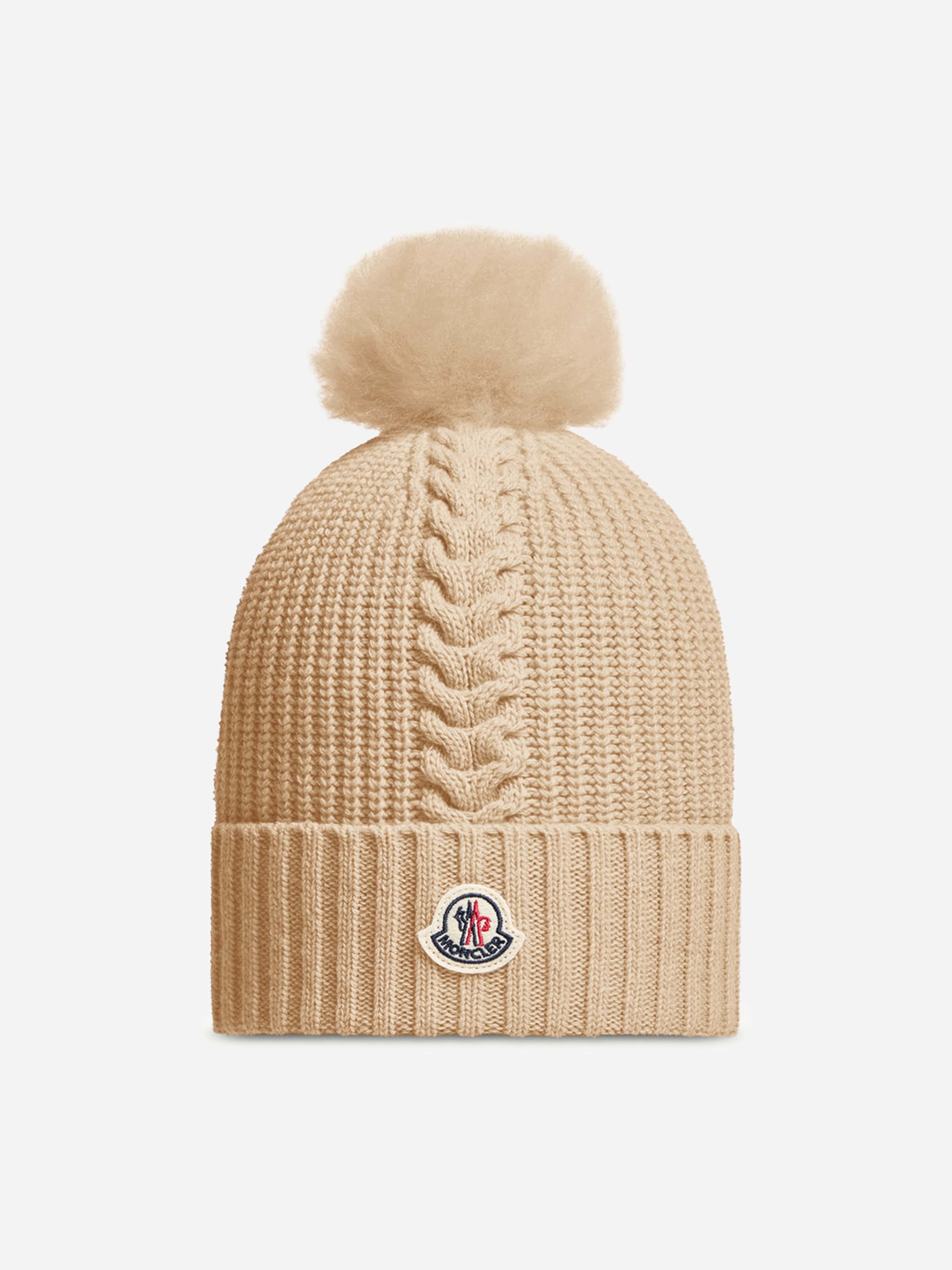 Moncler Enfant Girls Knitted Pom Pom Hat in Pink