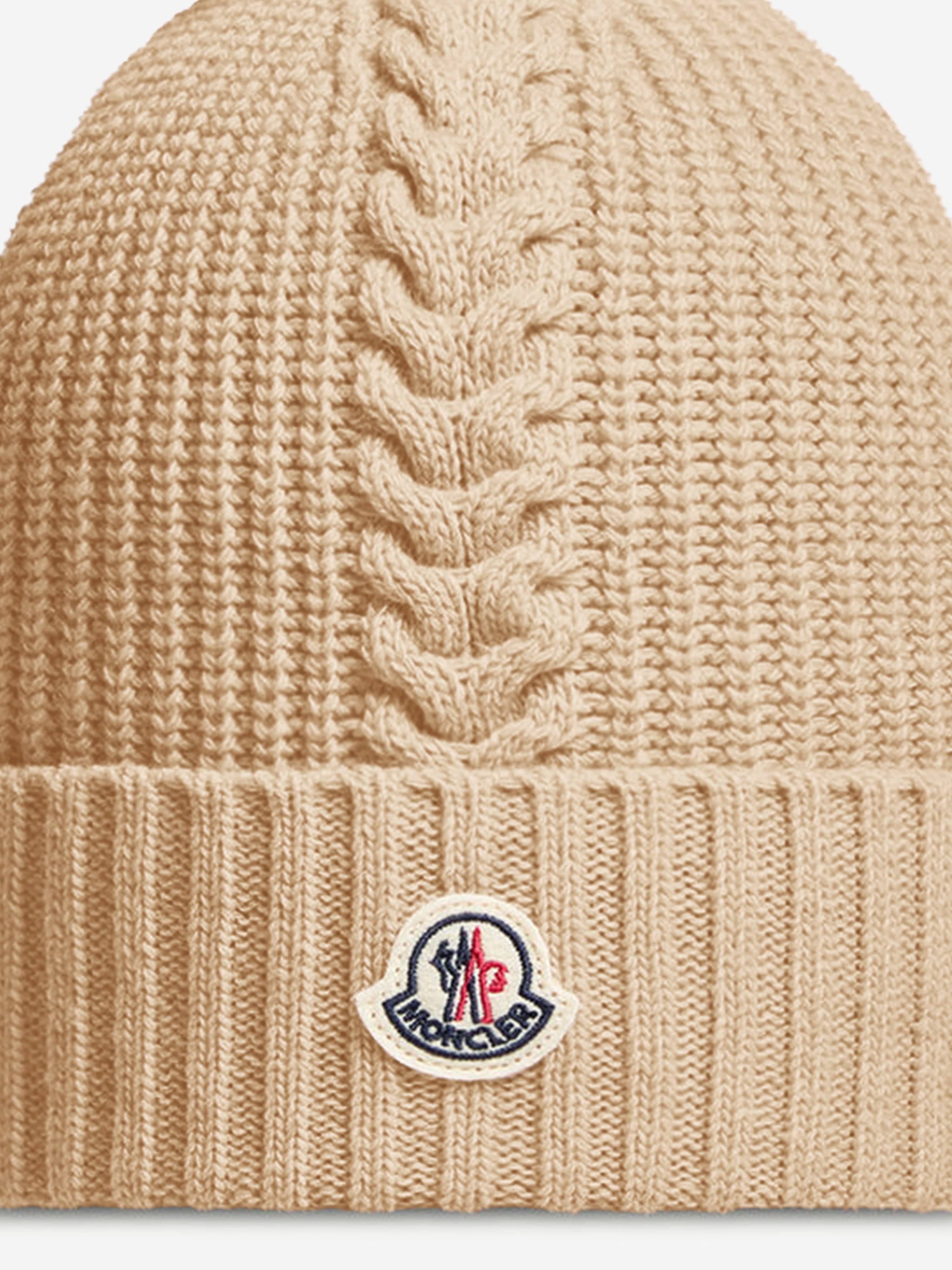 Moncler Enfant Girls Knitted Pom Pom Hat in Pink