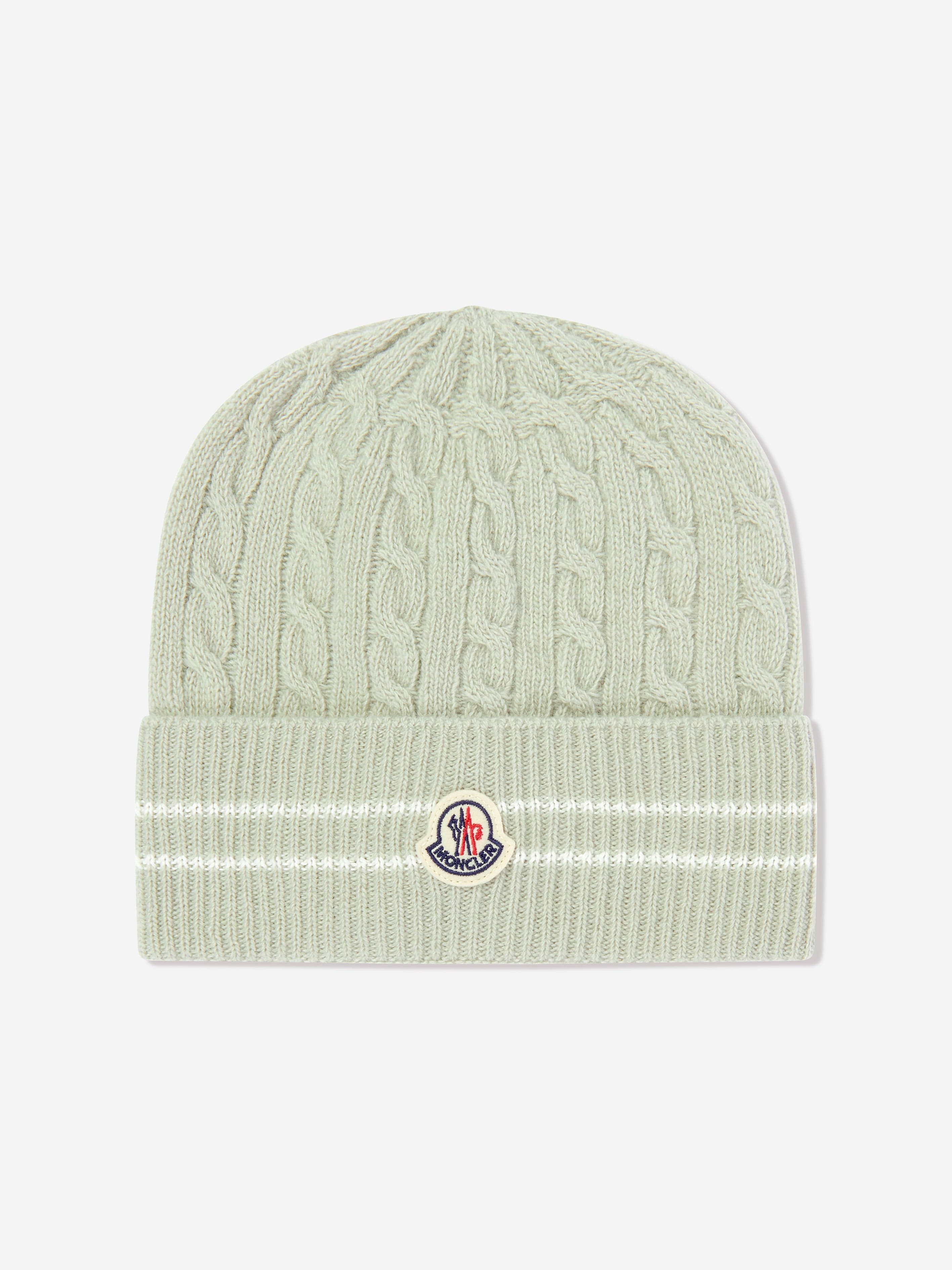Moncler Enfant Girls Knitted Beanie Hat in Green