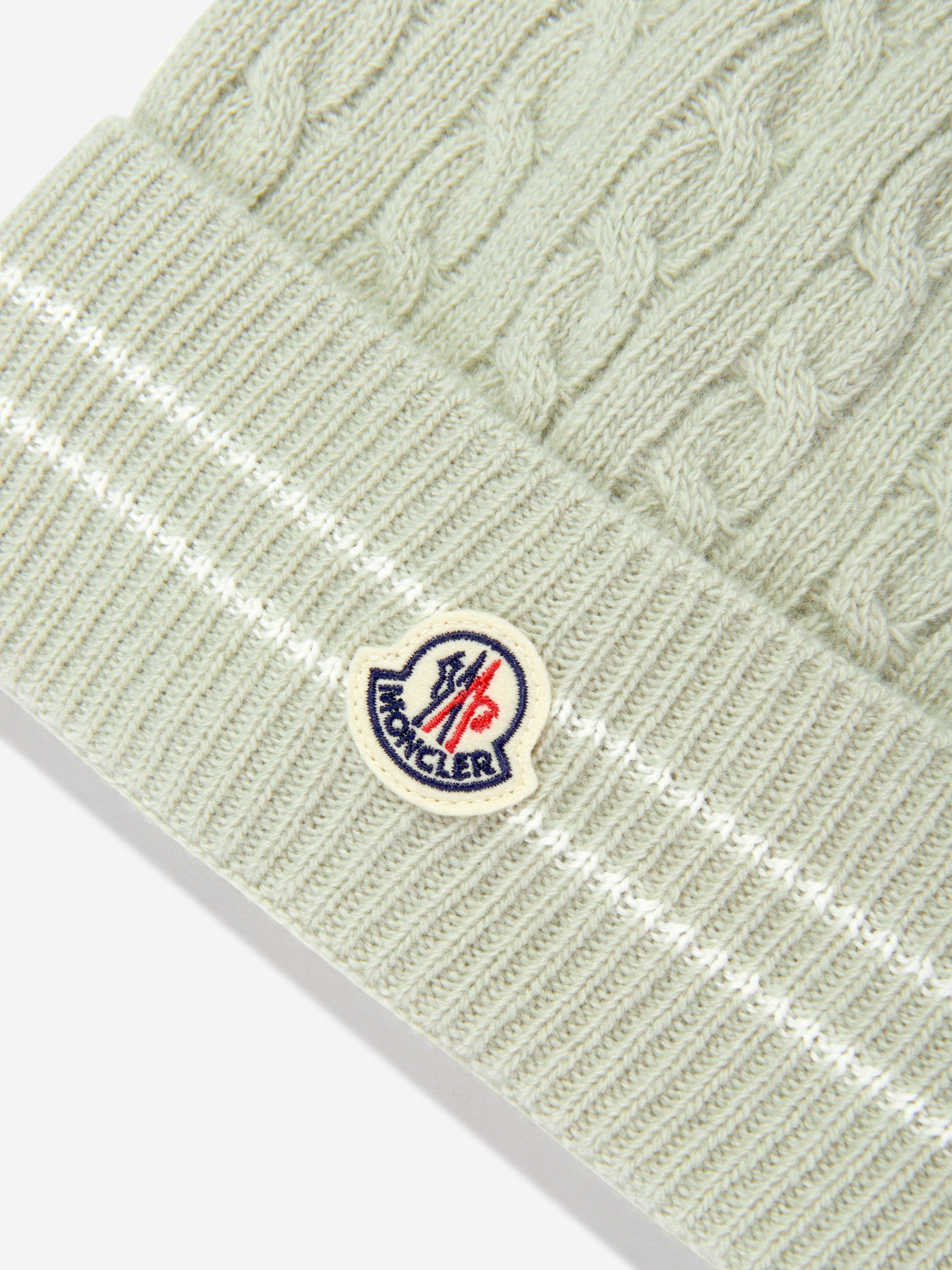 Moncler Enfant Girls Knitted Beanie Hat in Green