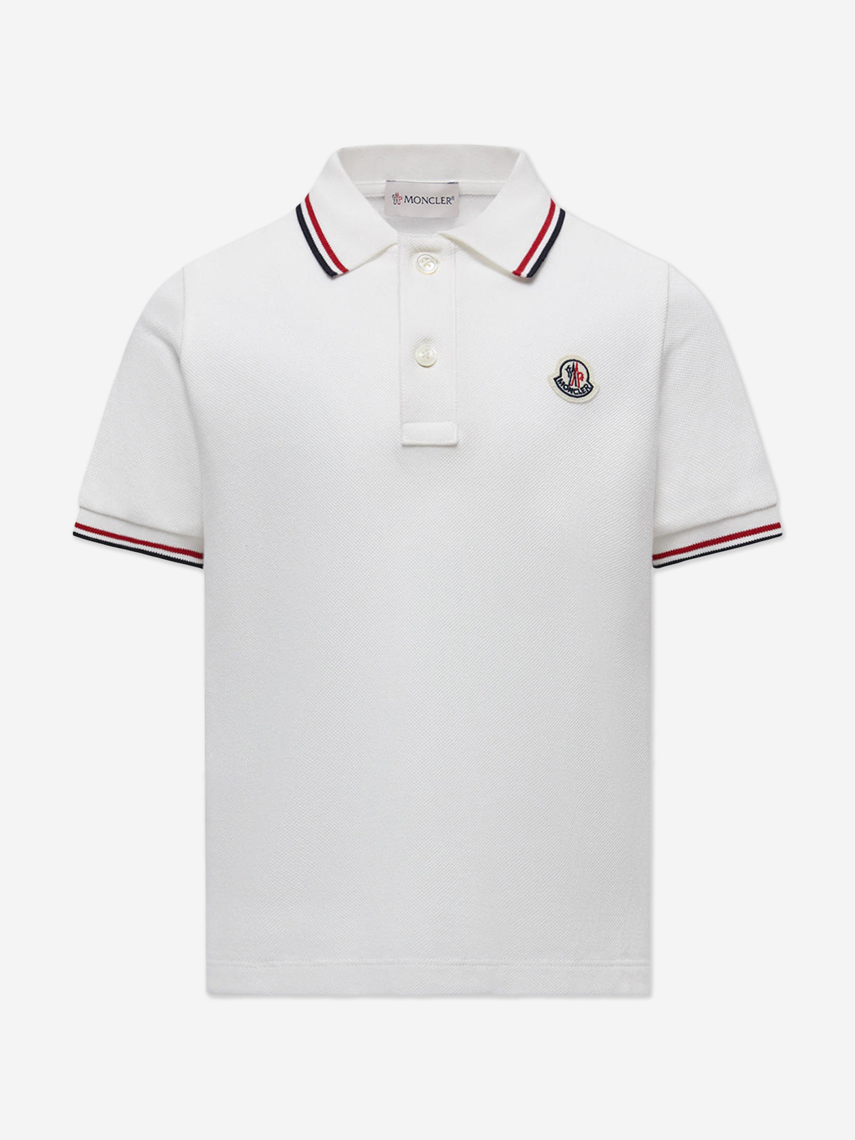 Moncler Enfant Boys Logo Polo Shirt in Ivory