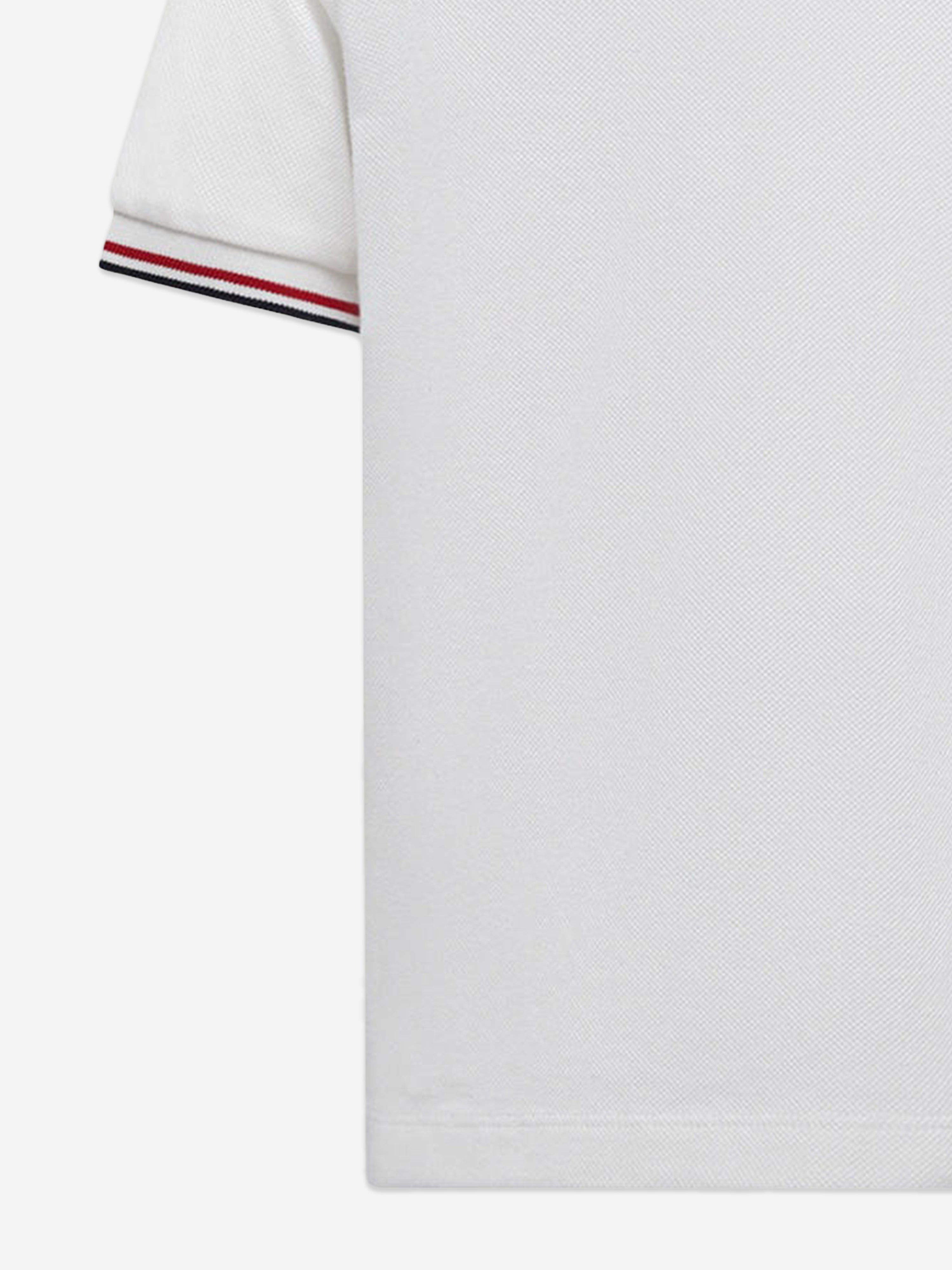 Moncler Enfant Boys Logo Polo Shirt in Ivory