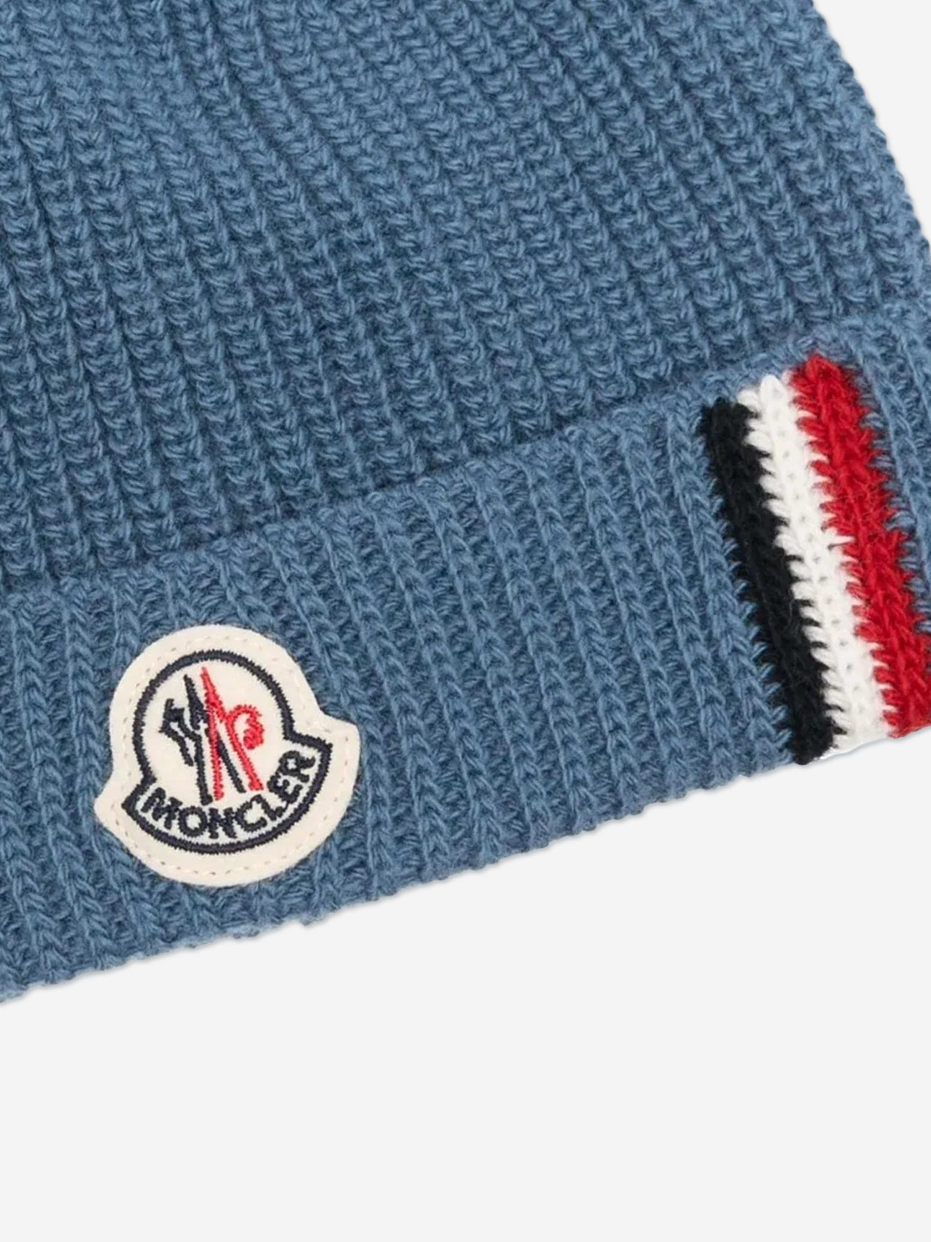 Moncler Enfant Baby Boys Wool Knit Beanie Hat in Blue