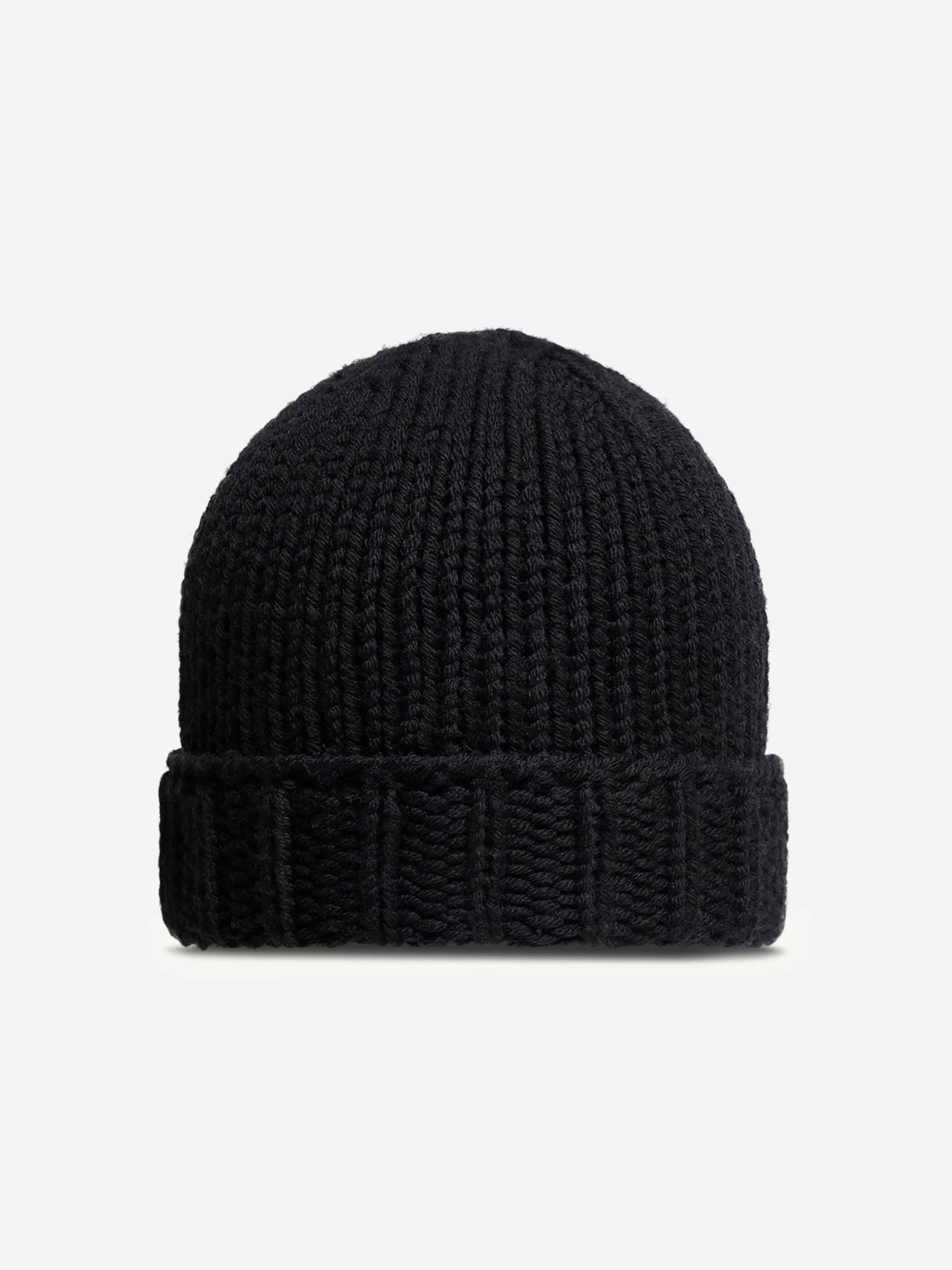 Moncler Enfant Girls Wool Knit Beanie Hat in Black