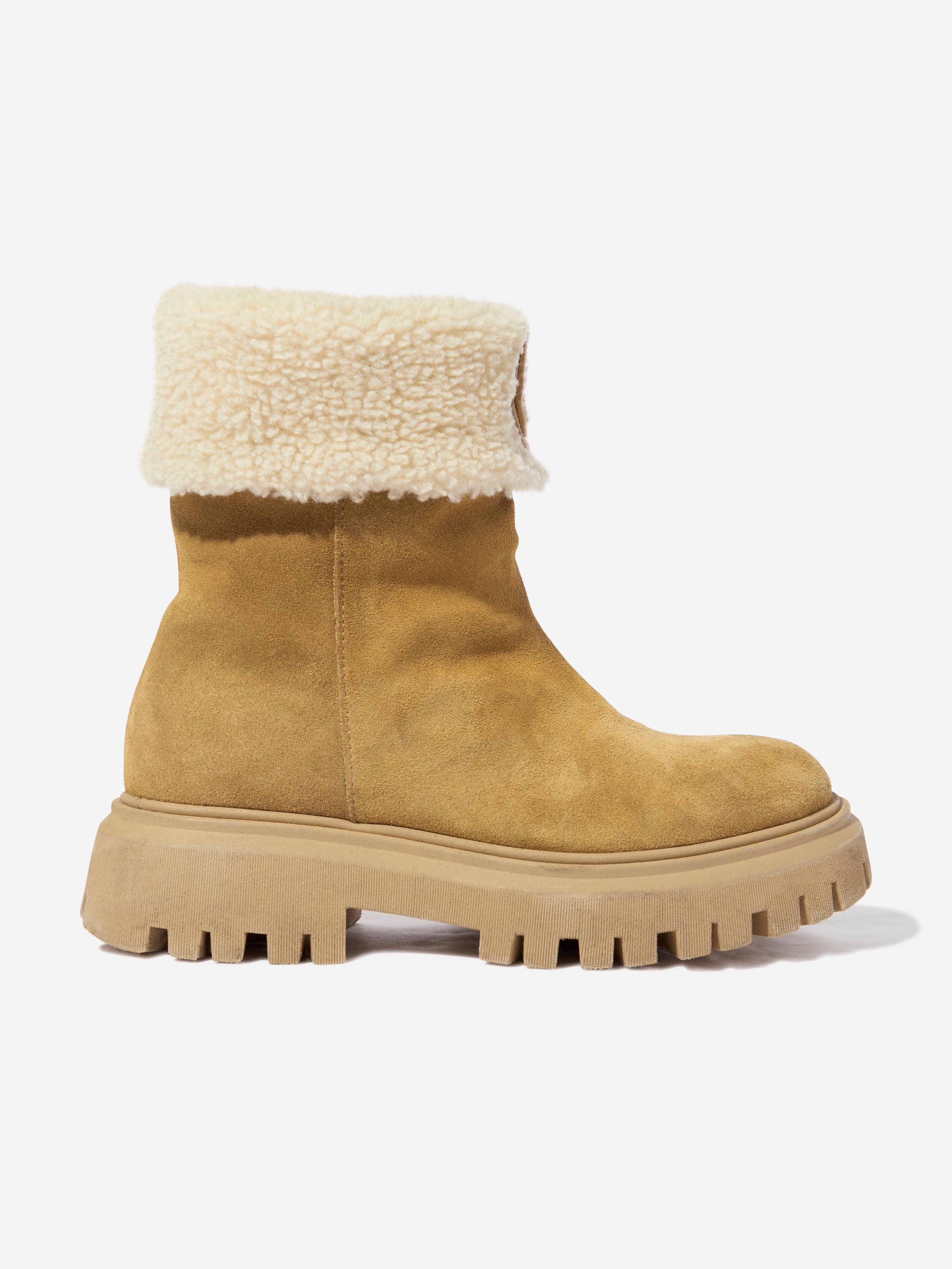 Moncler Enfant Kids Petit Aurea Mid Ankle Boots in Beige