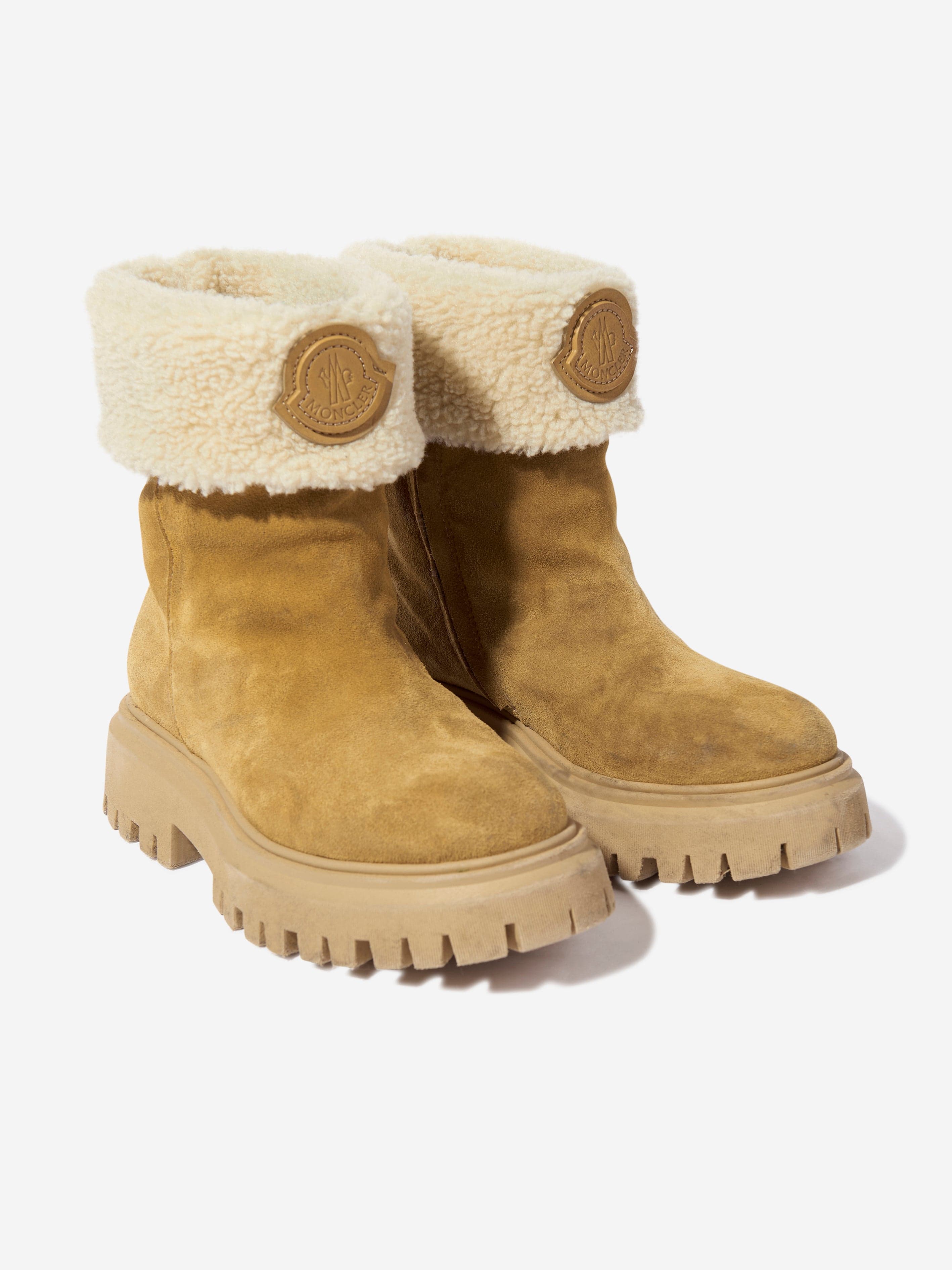 Moncler Enfant Kids Petit Aurea Mid Ankle Boots in Beige