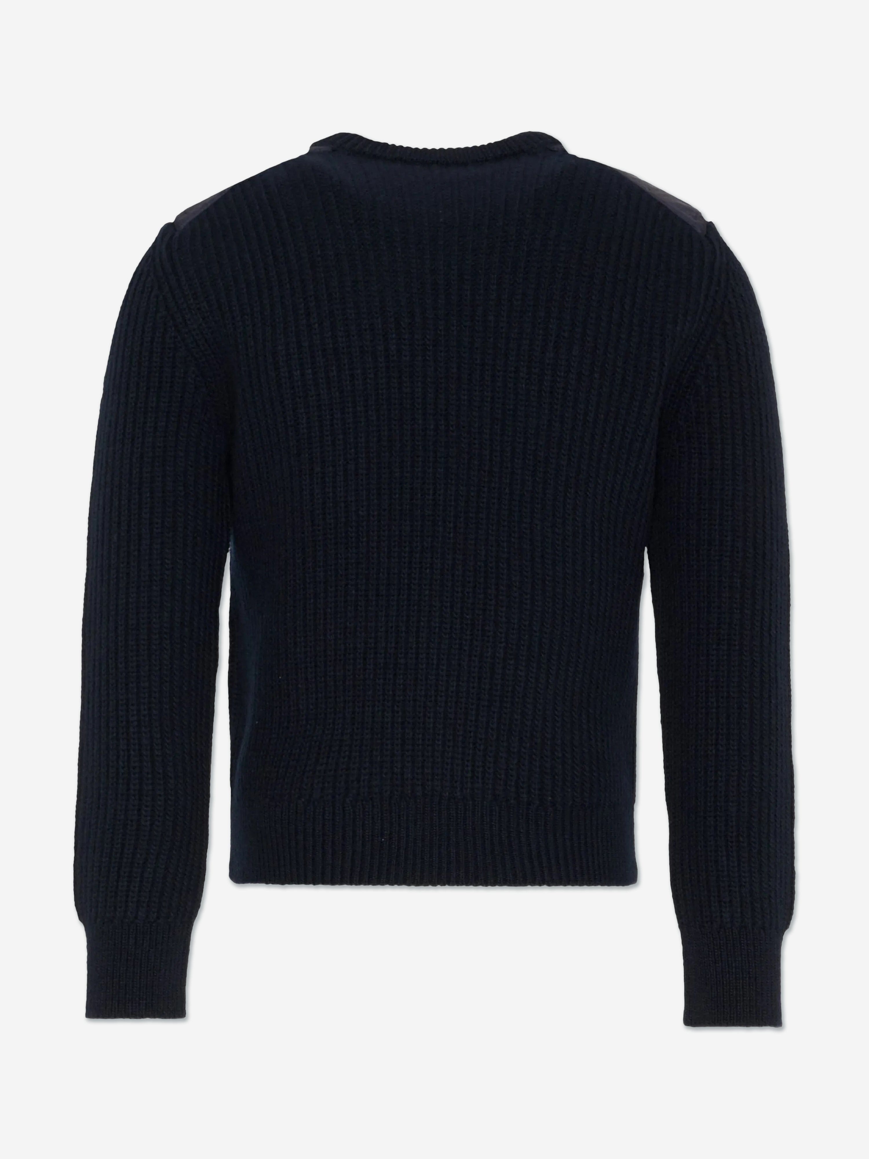 Moncler Enfant Boys Wool Logo Pocket Jumper in Navy