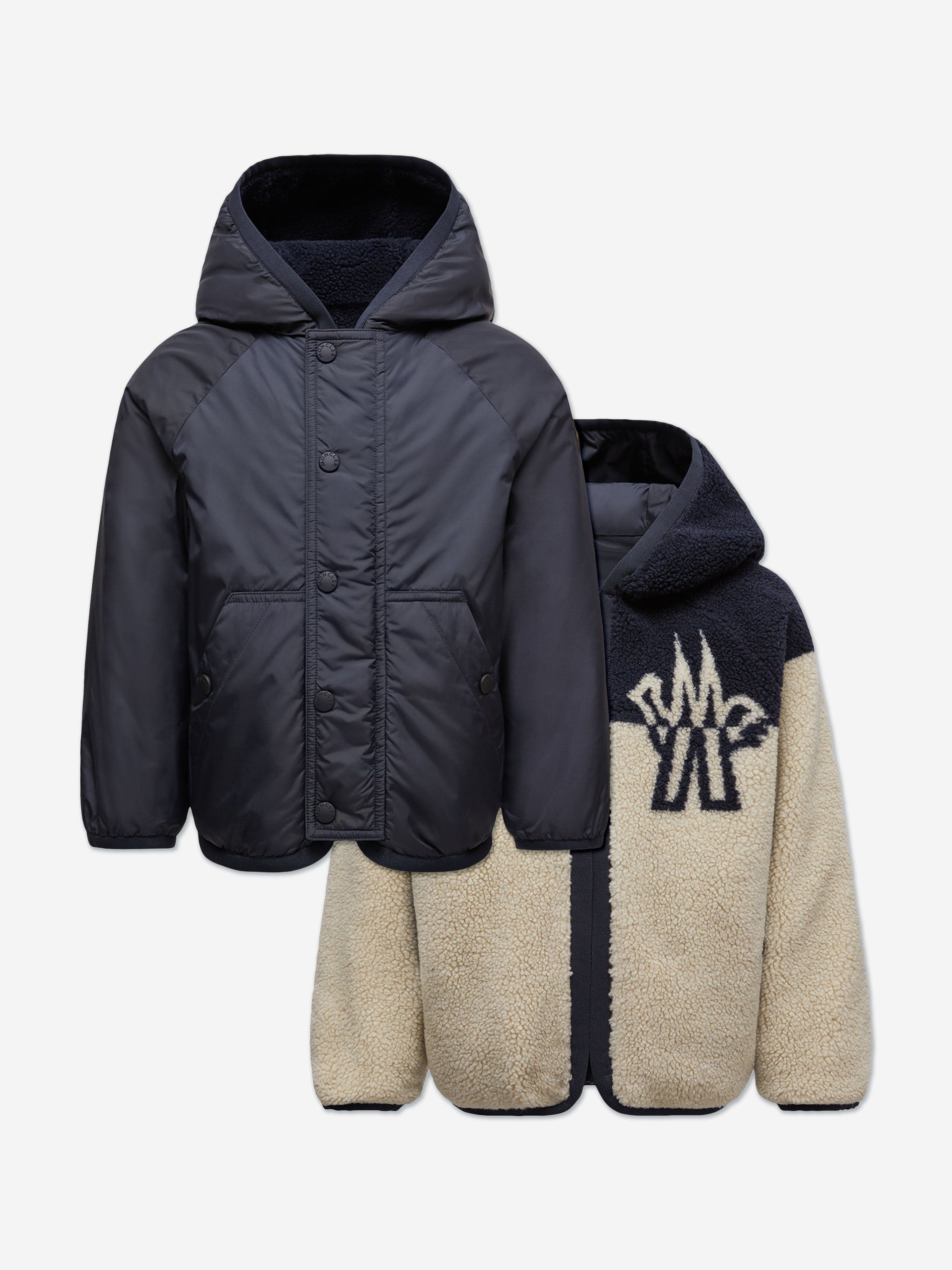 Moncler Enfant Kids Grenoble Reversible Zip Up Cardigan in Ivory
