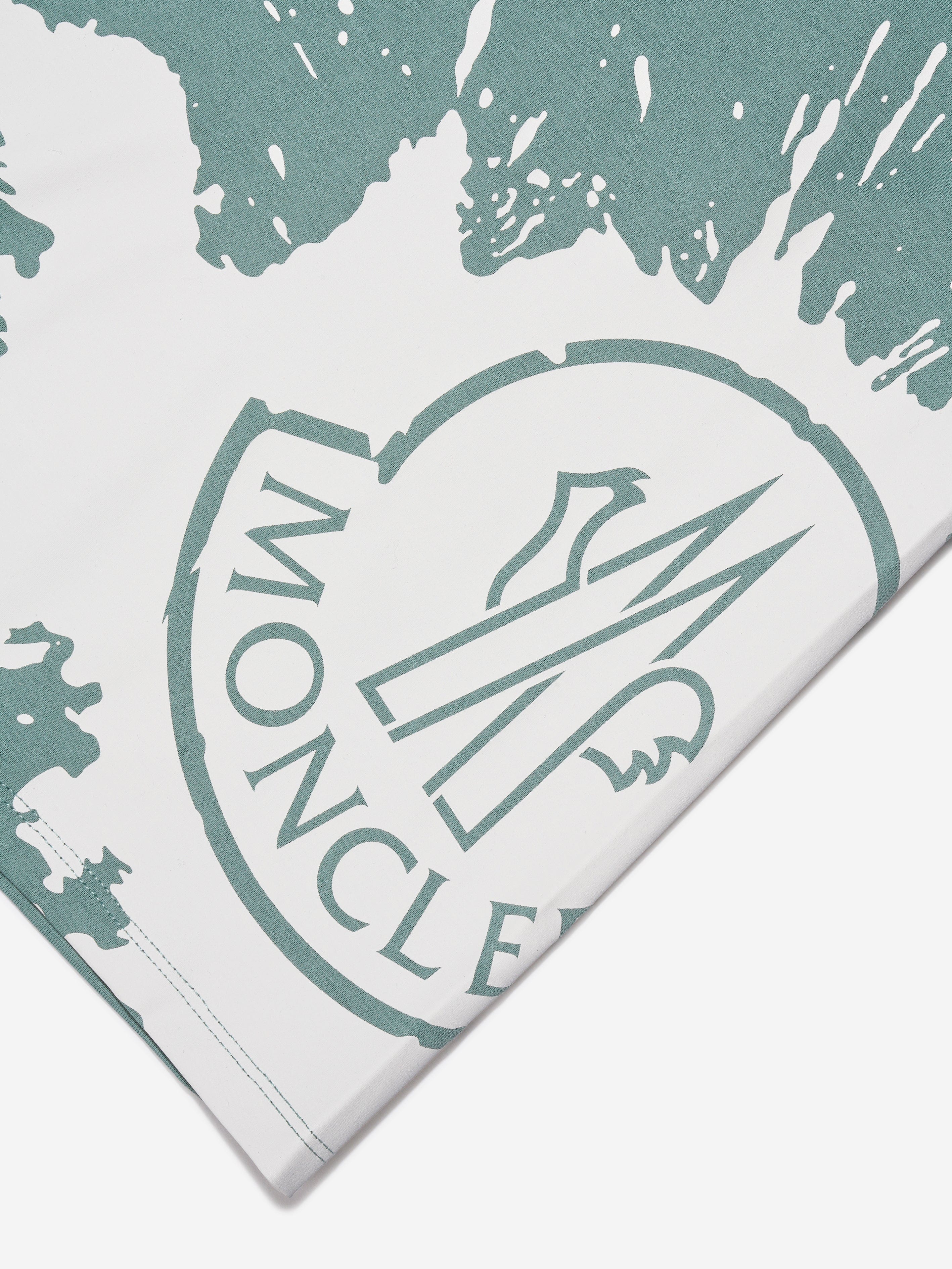 Moncler Enfant Girls Logo Print T-Shirt in Green