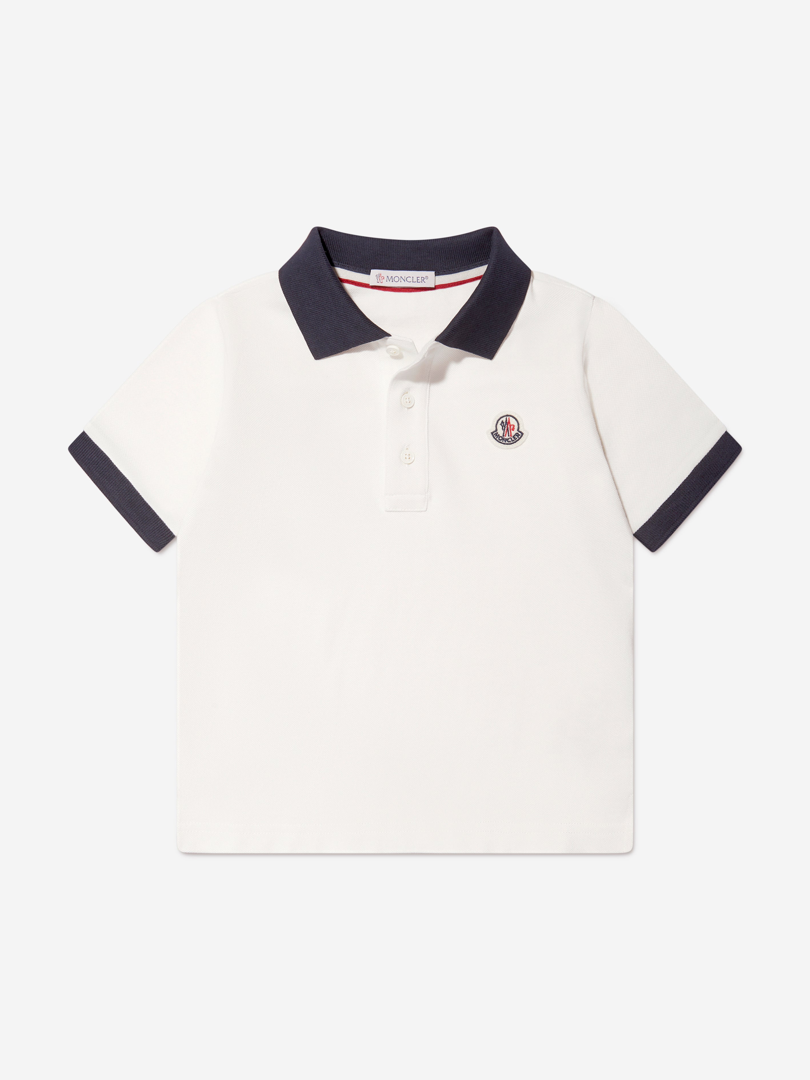 Moncler Enfant Boys Logo Polo Shirt in White