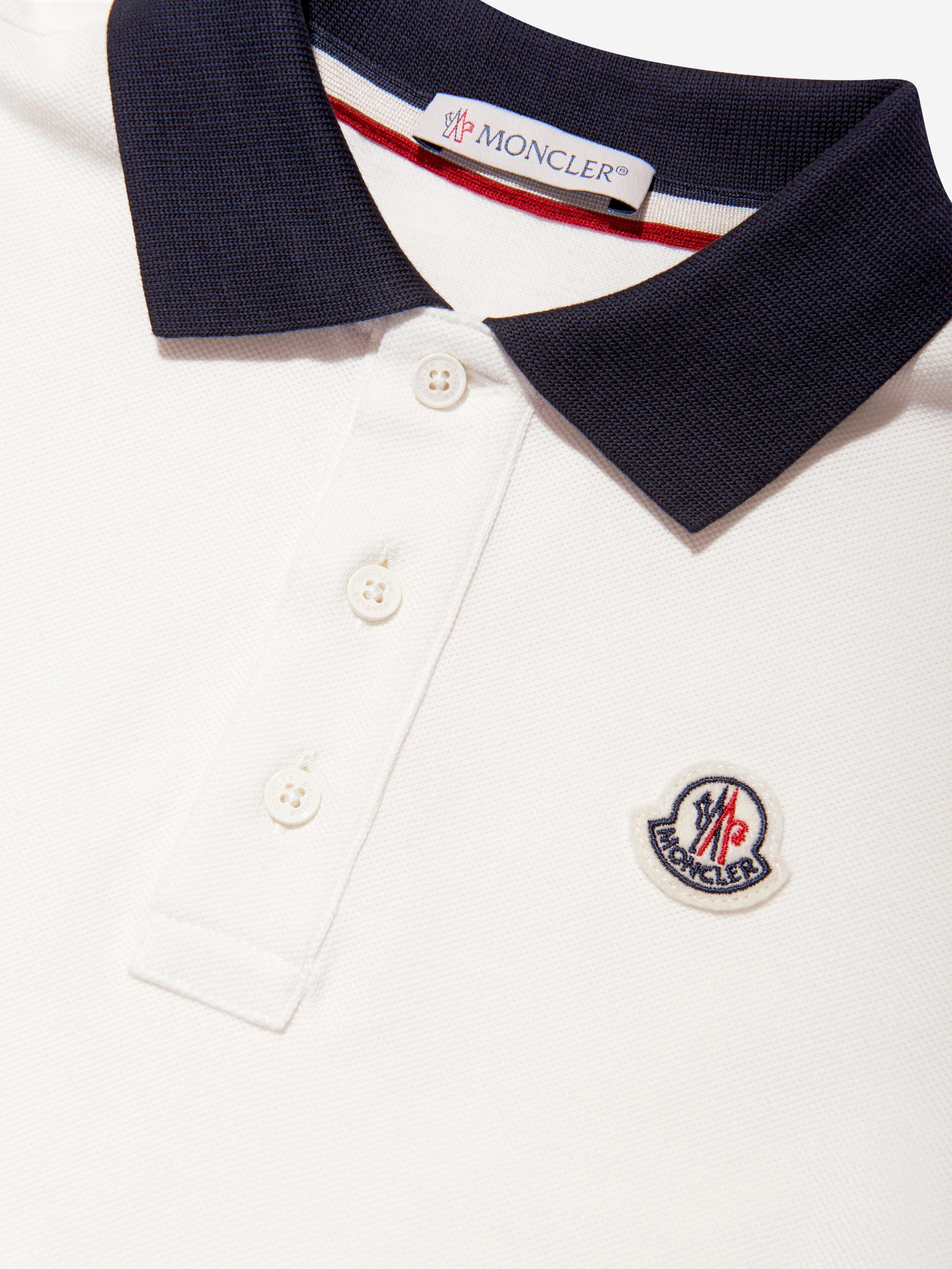 Moncler Enfant Boys Logo Polo Shirt in White