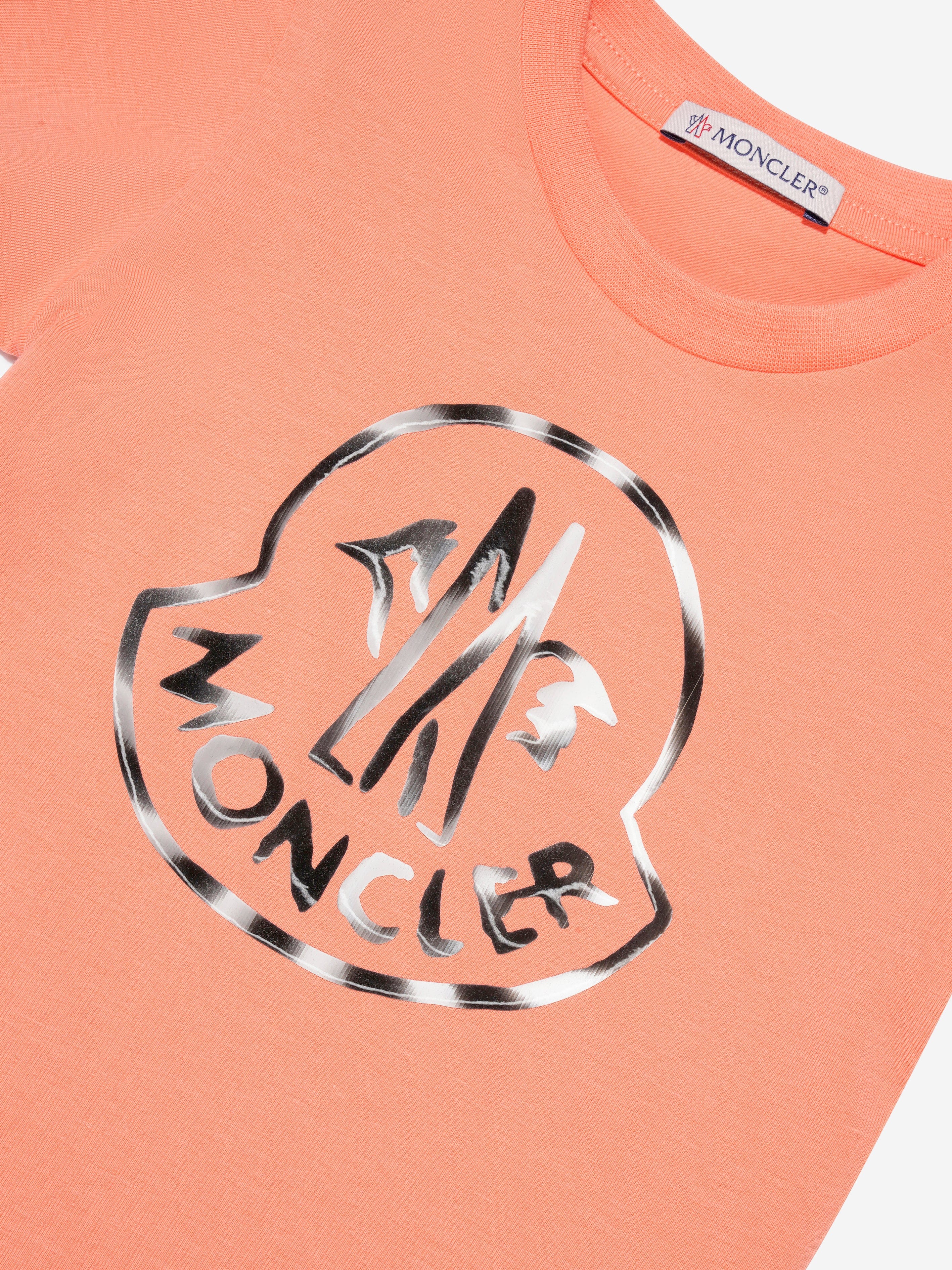 Moncler Enfant Baby Girls Logo T-Shirt in Peach