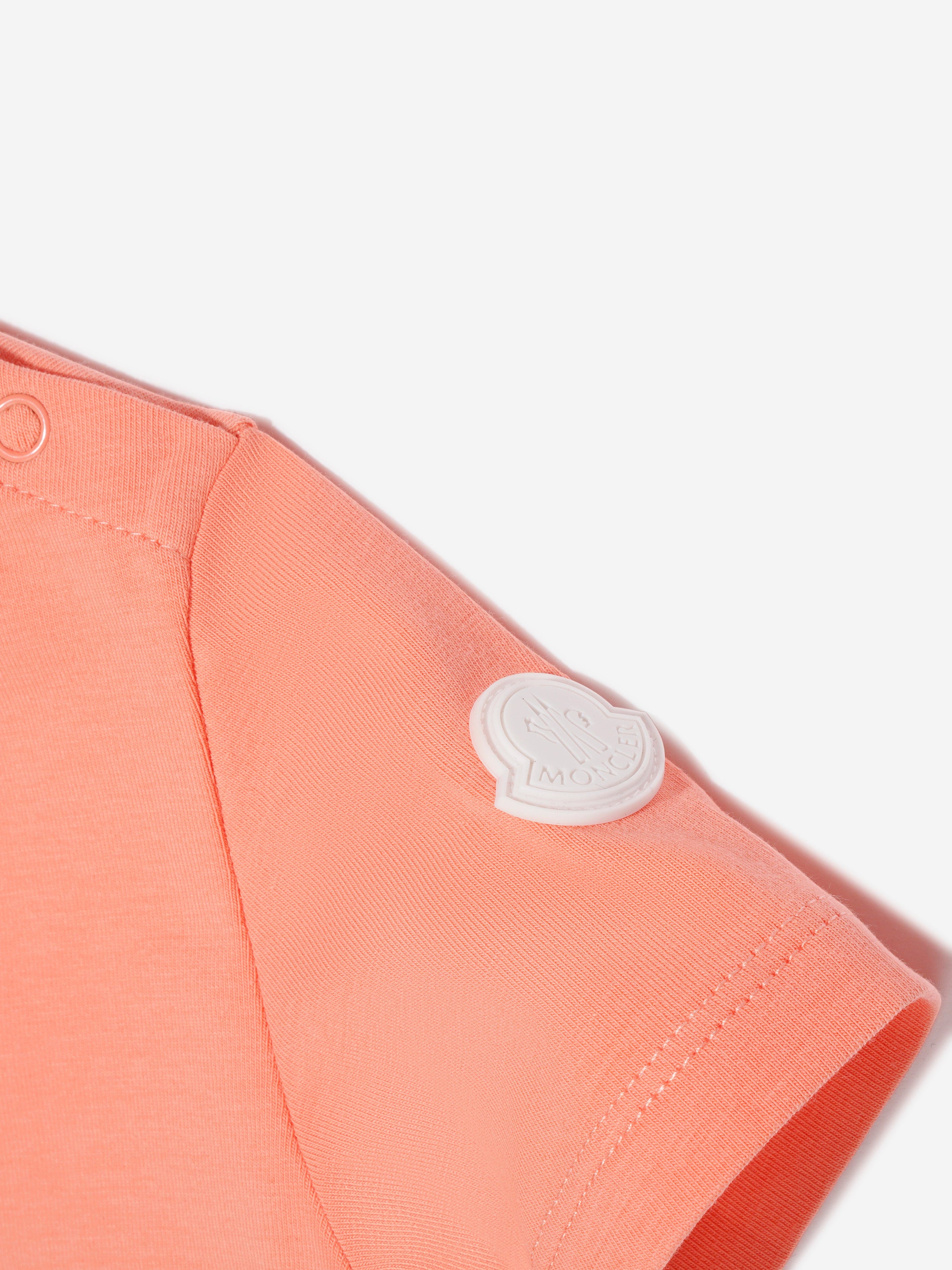 Moncler Enfant Baby Girls Logo T-Shirt in Peach