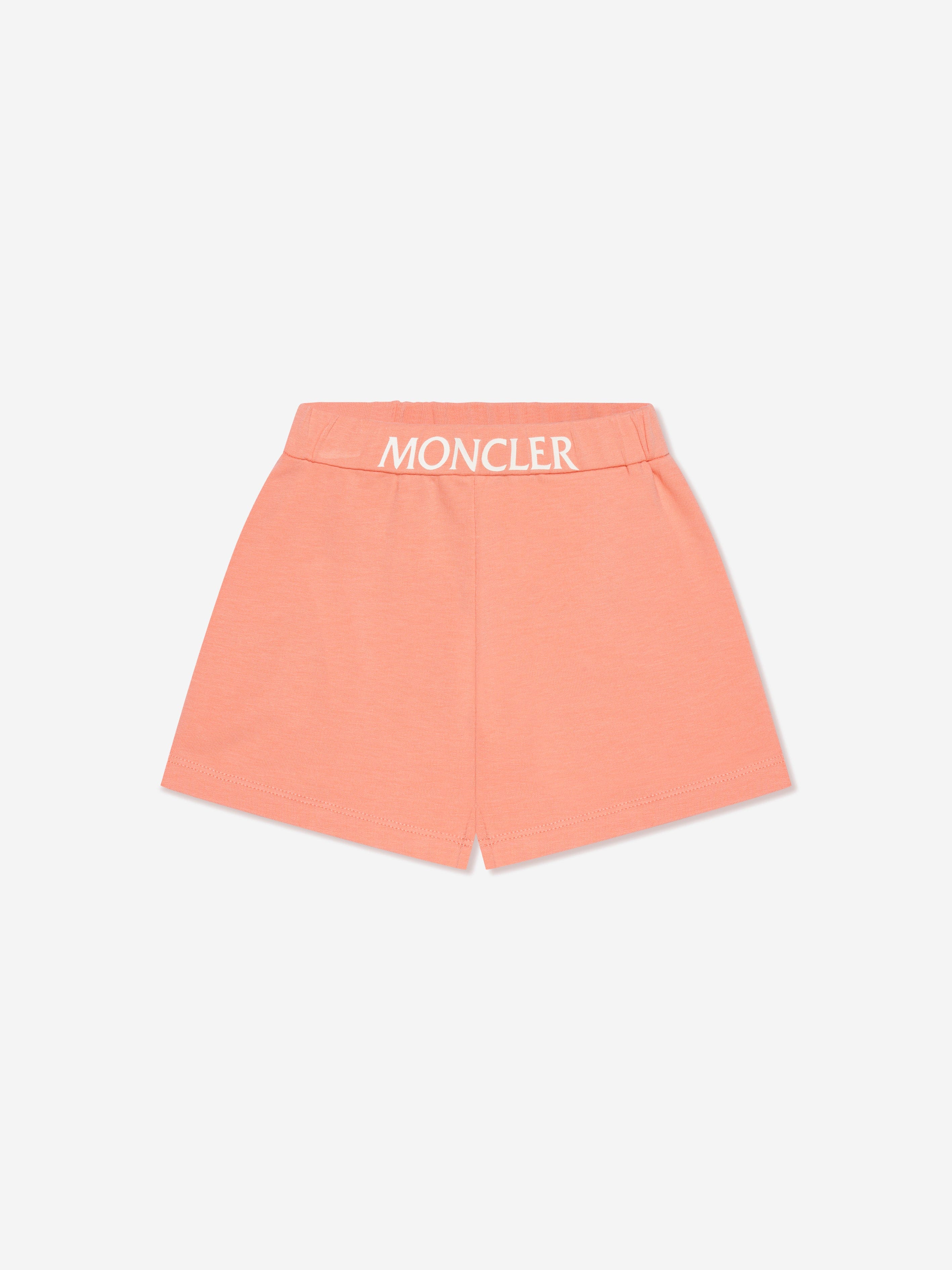 Moncler Enfant Baby Girls Logo Shorts in Orange