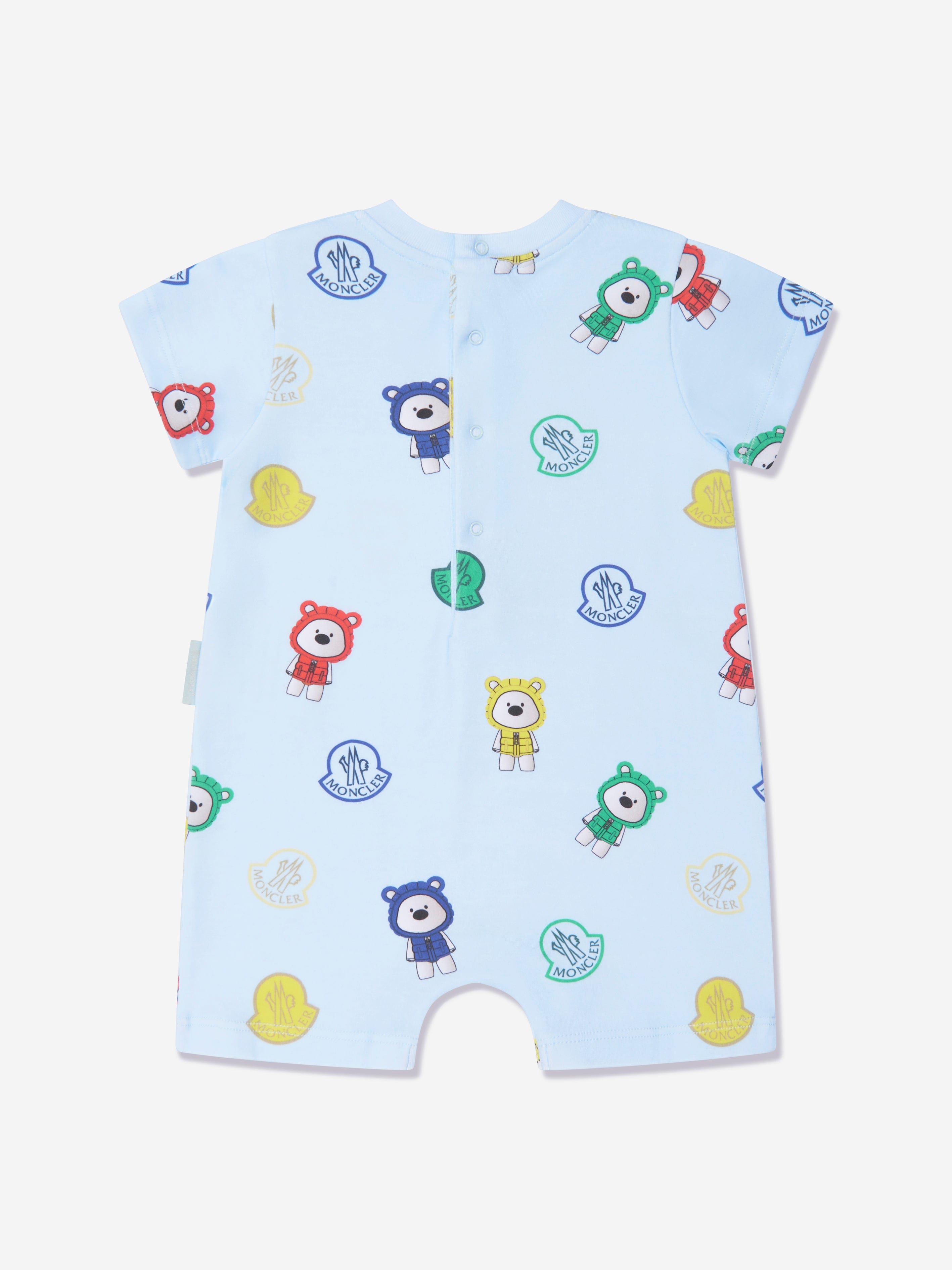 Moncler Enfant Baby Boys Bear Print Romper in Blue