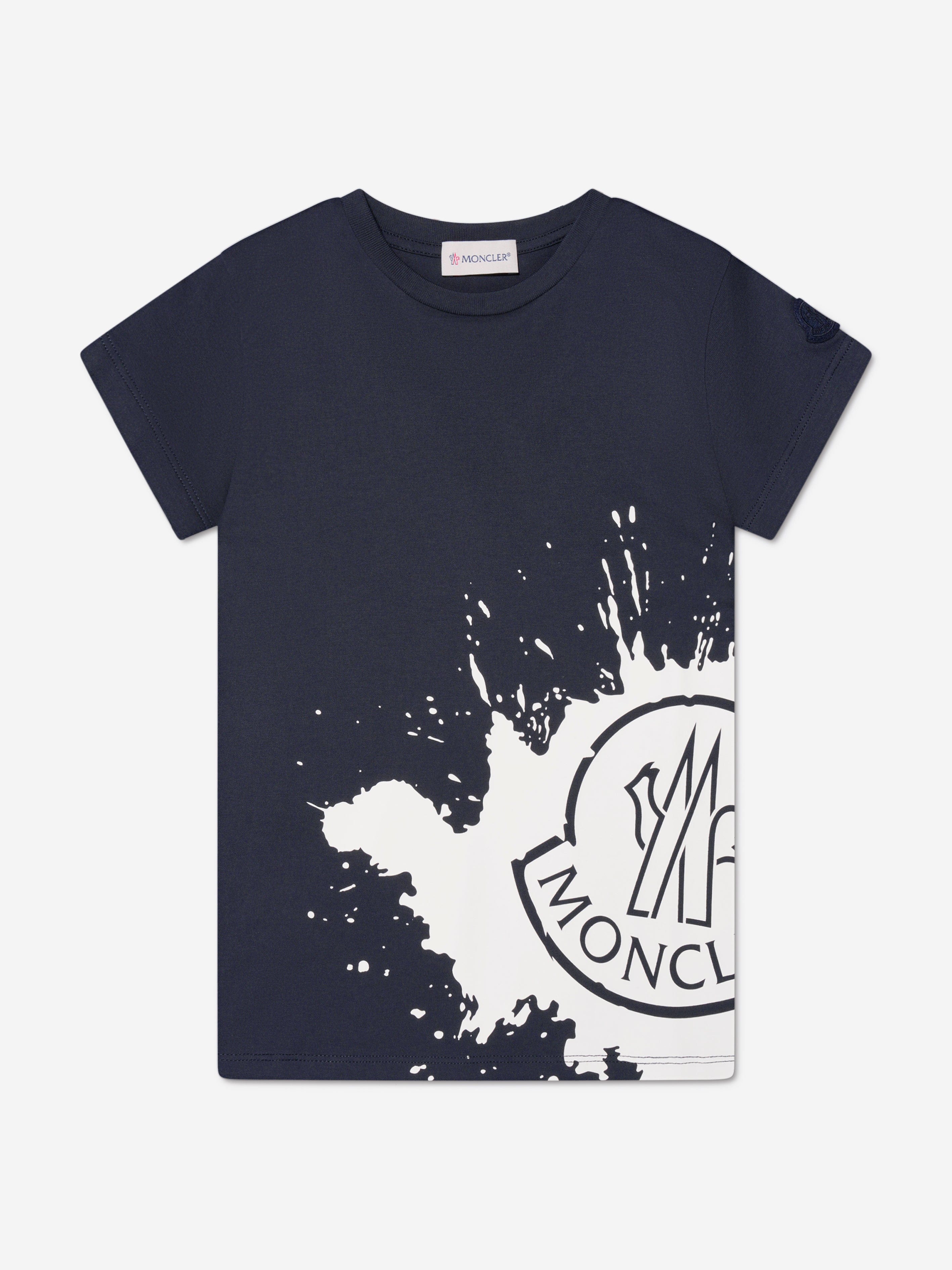 Moncler Enfant Girls Logo Print T-Shirt in Navy