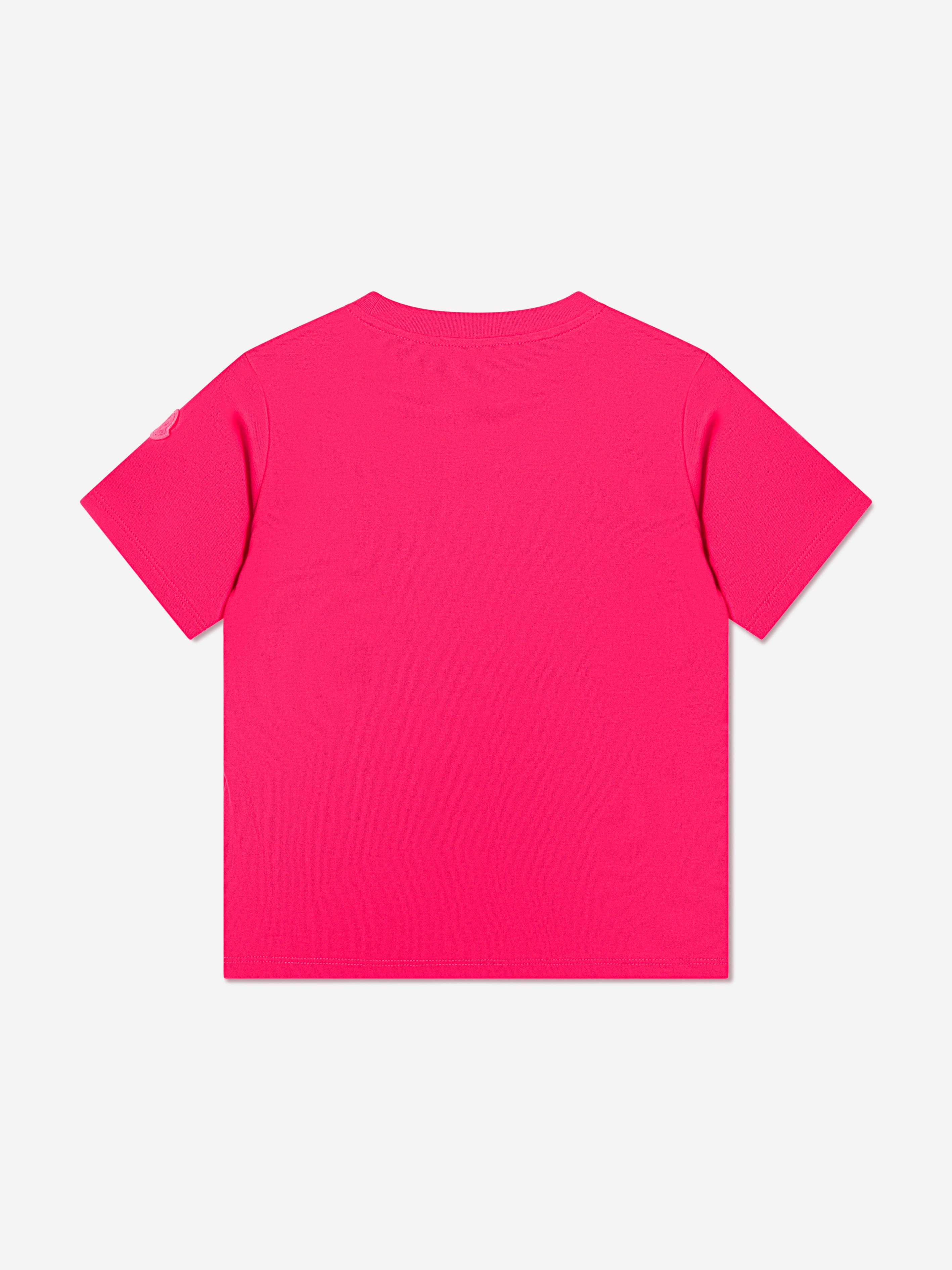 Moncler Enfant Girls Logo Print T-Shirt in Pink