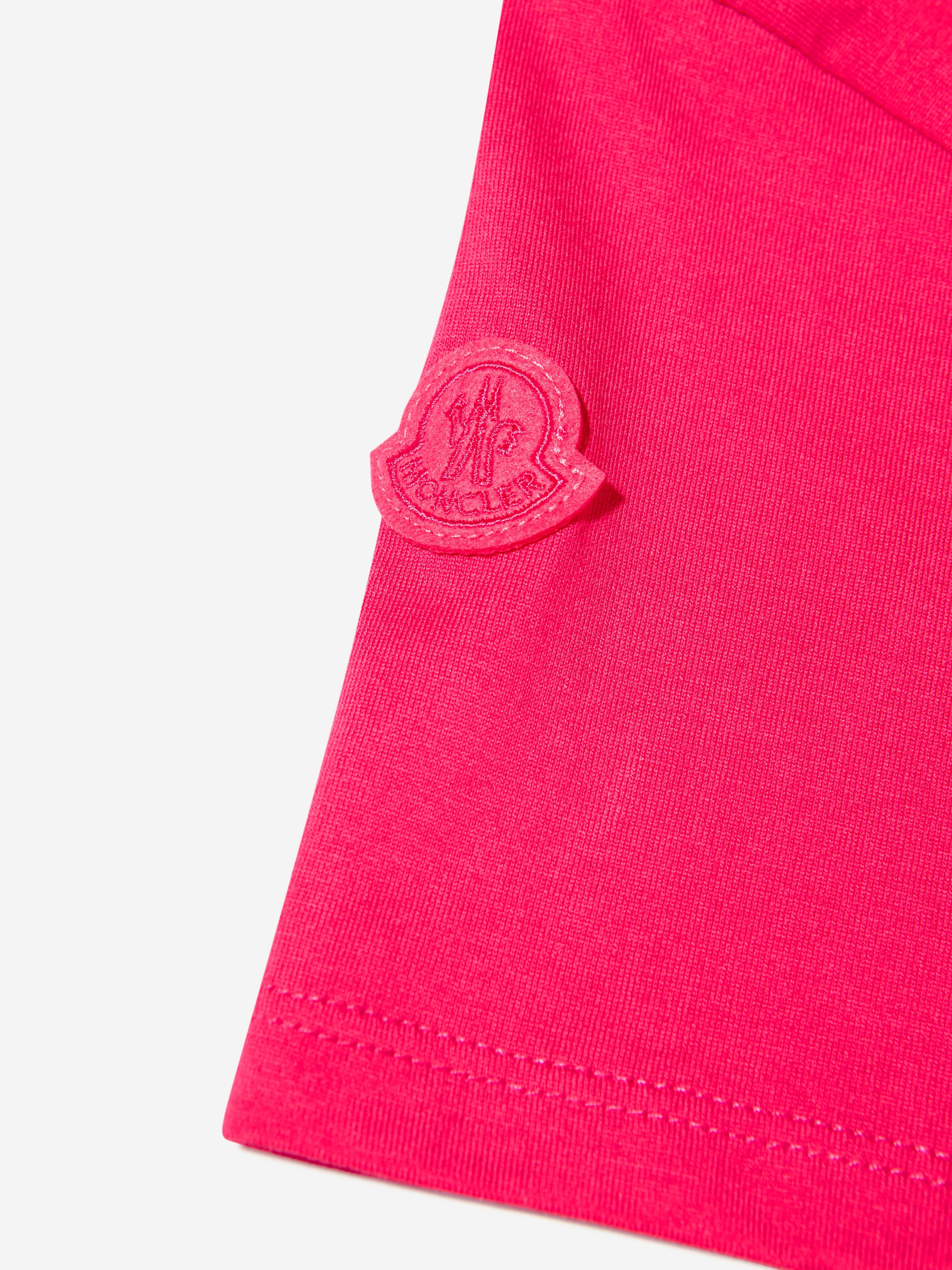 Moncler Enfant Girls Logo Print T-Shirt in Pink