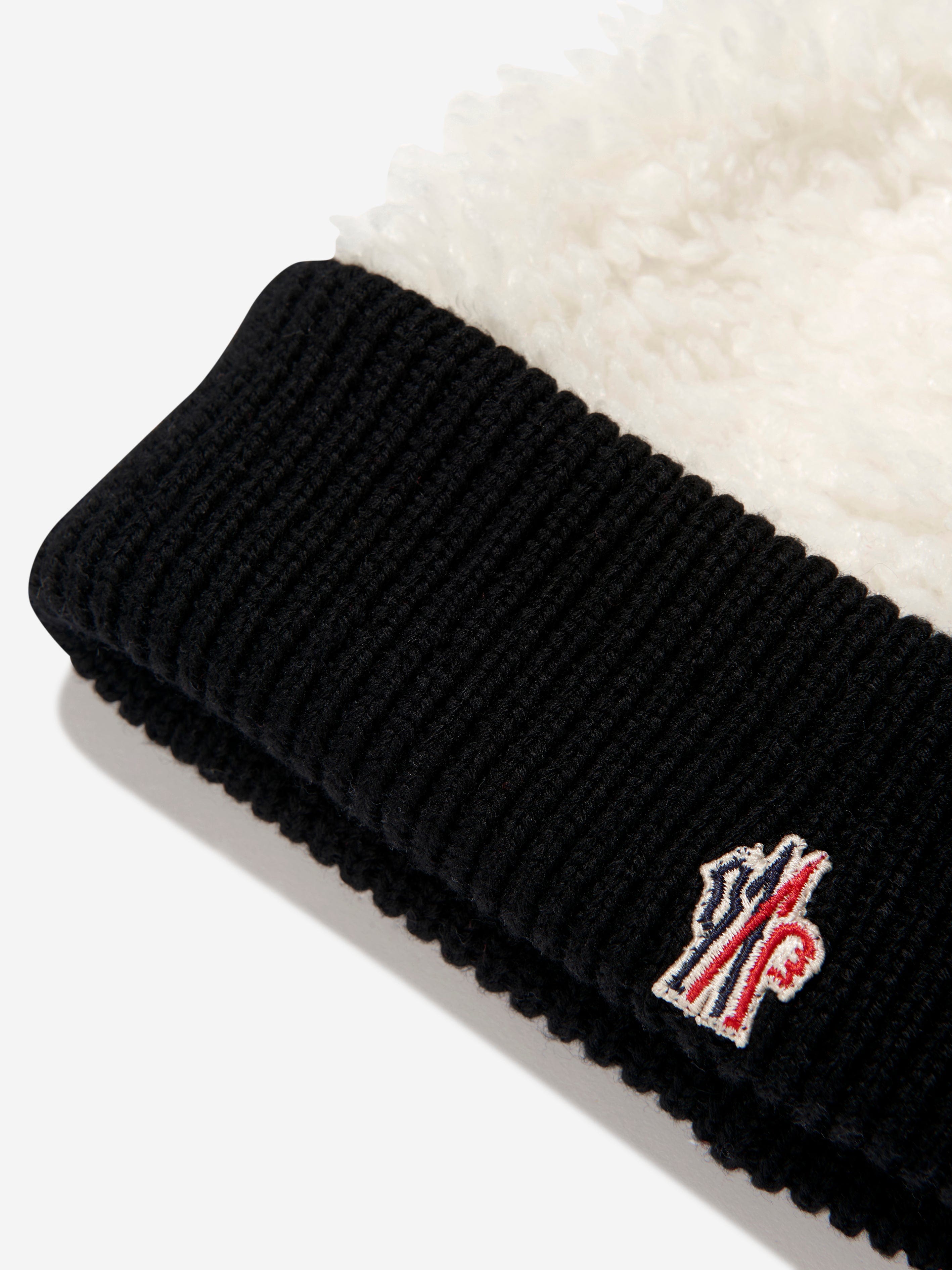 Moncler Enfant Girls Faux Fur Logo Bobble Hat