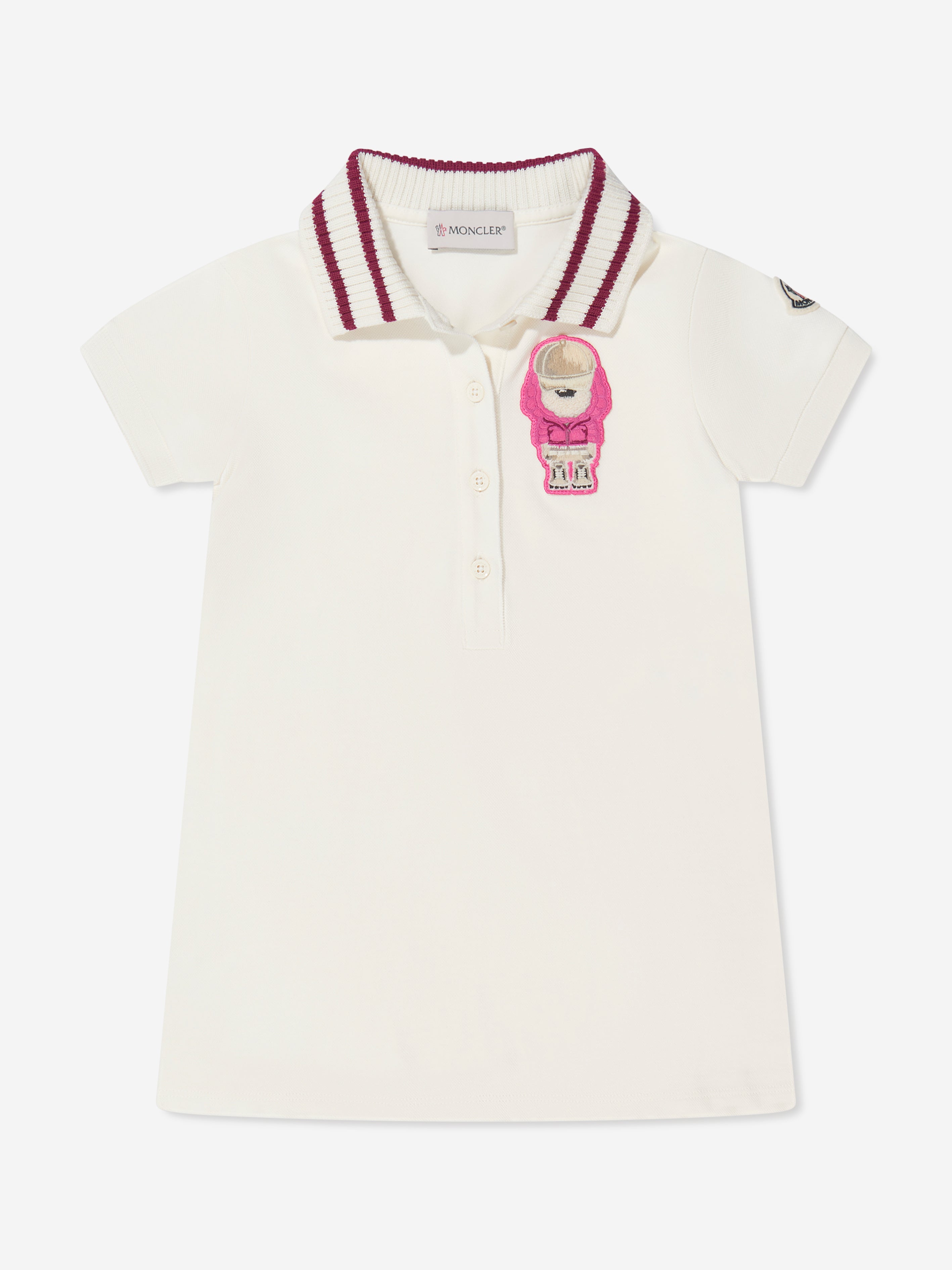 Moncler Enfant Girls Bear Polo Dress in White