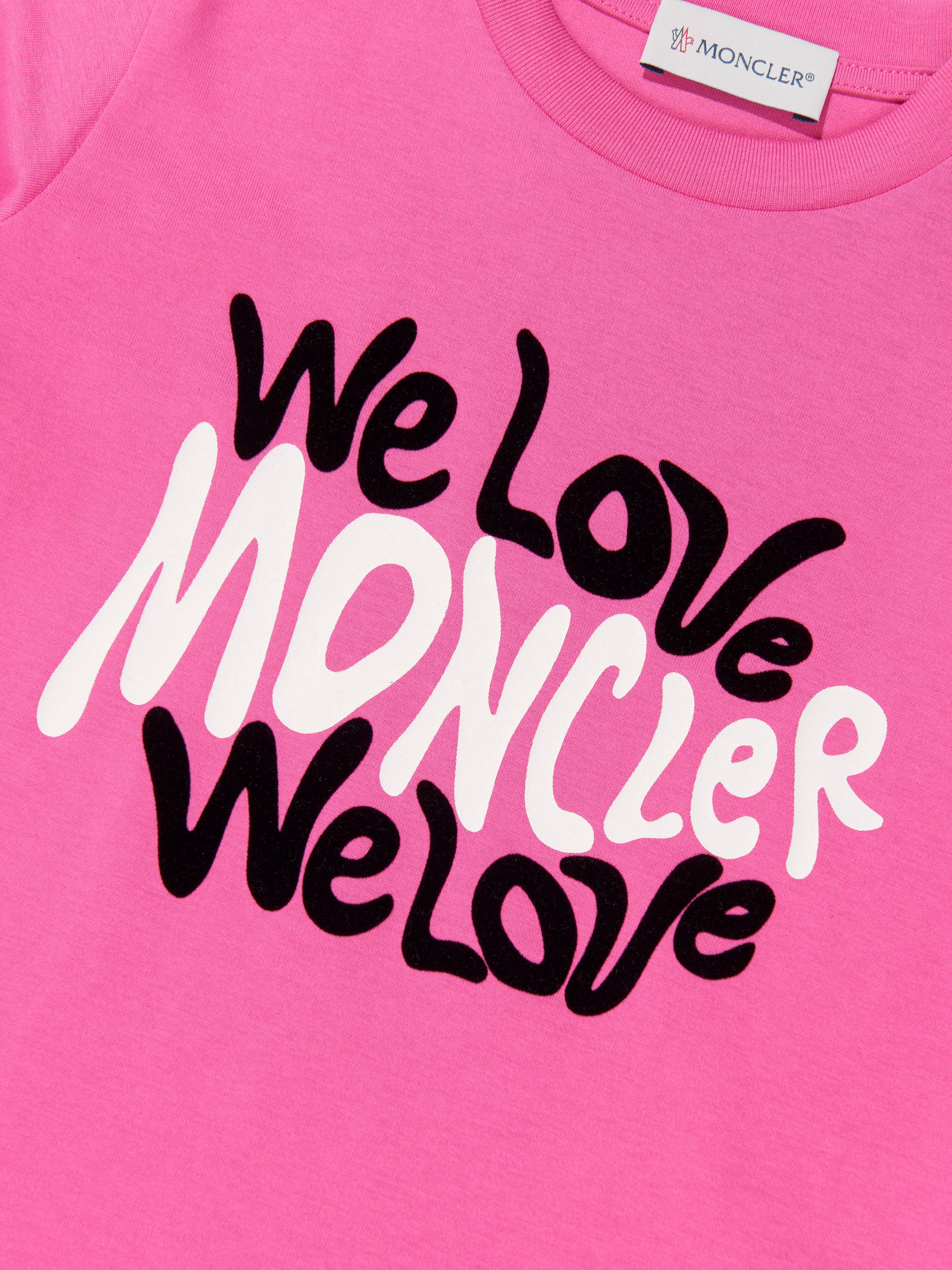 Moncler Enfant Girls Logo Print T-Shirt in Pink