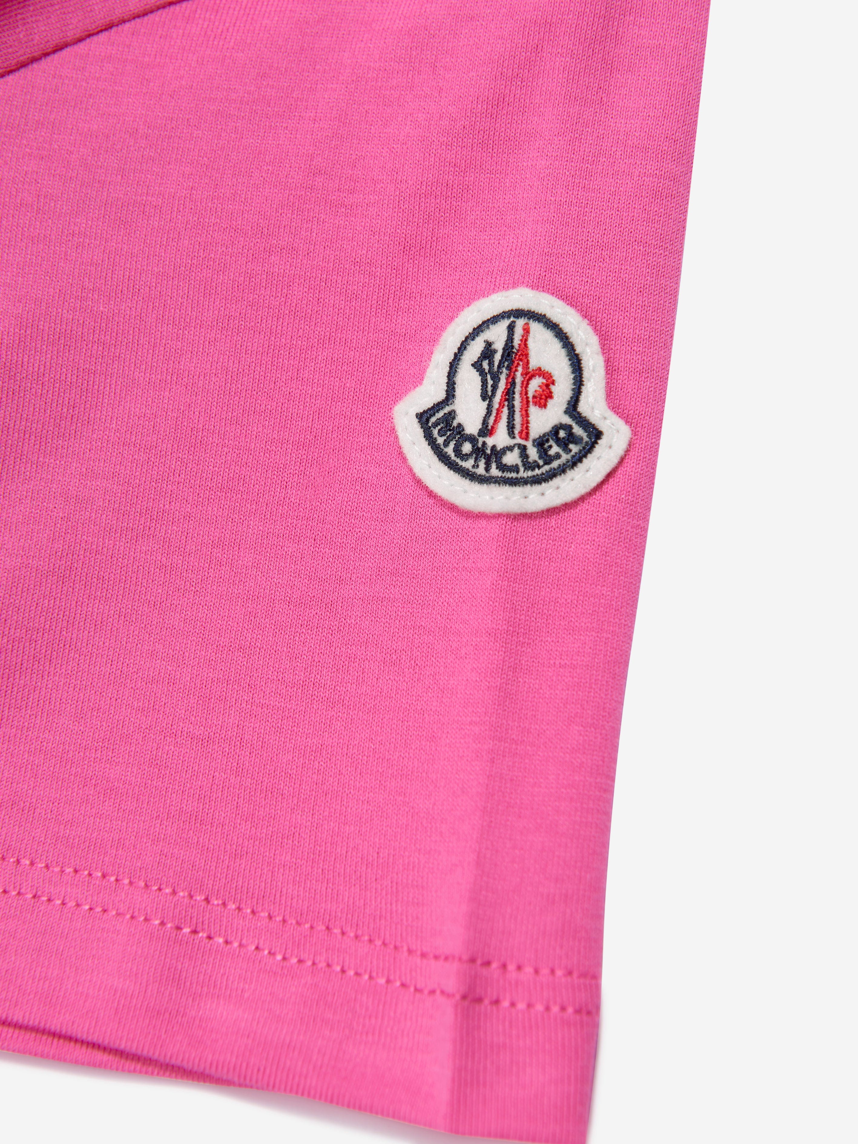 Moncler Enfant Girls Logo Print T-Shirt in Pink