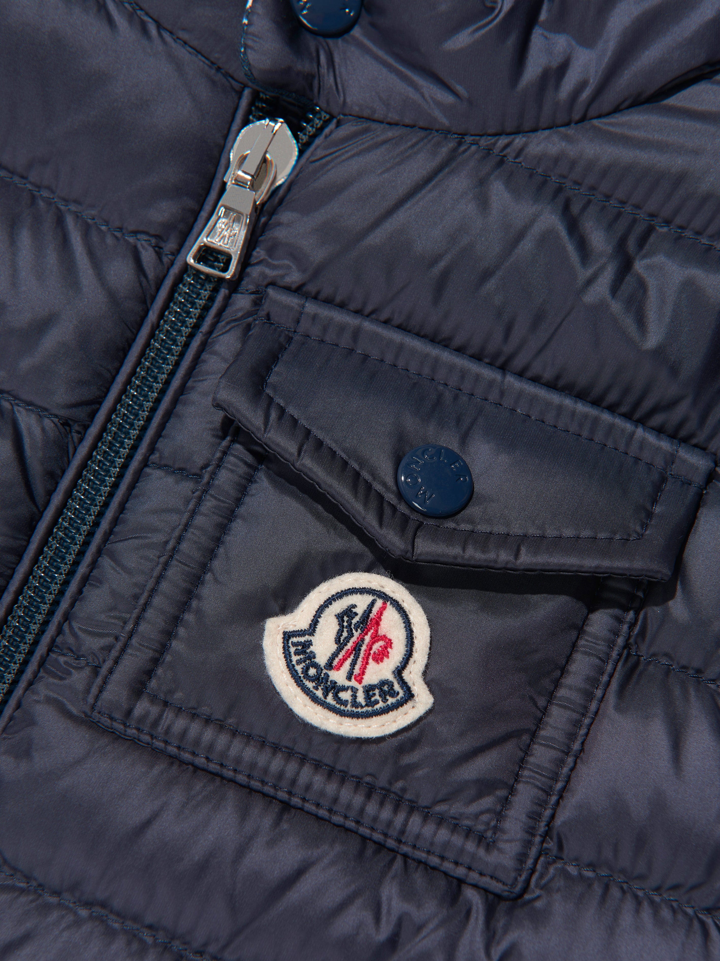 Moncler Enfant Baby Down Padded Vard Gilet in Navy