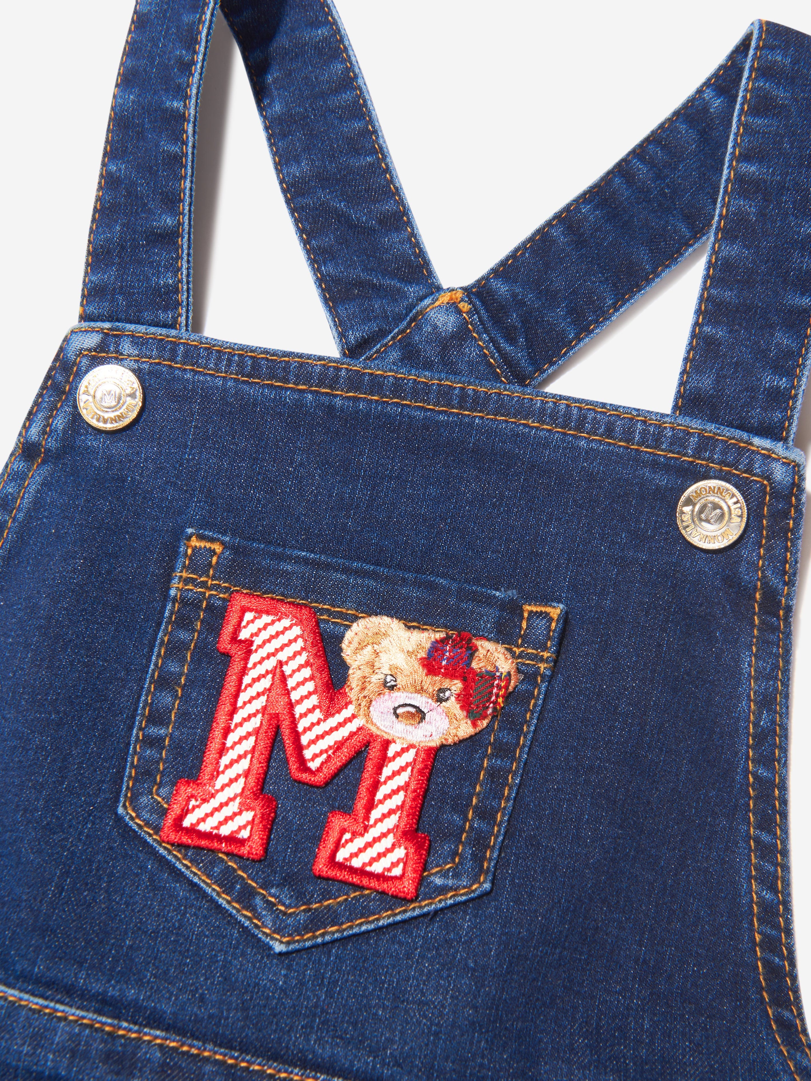 Monnalisa Girls Denim And Tulle Dungaree Dress