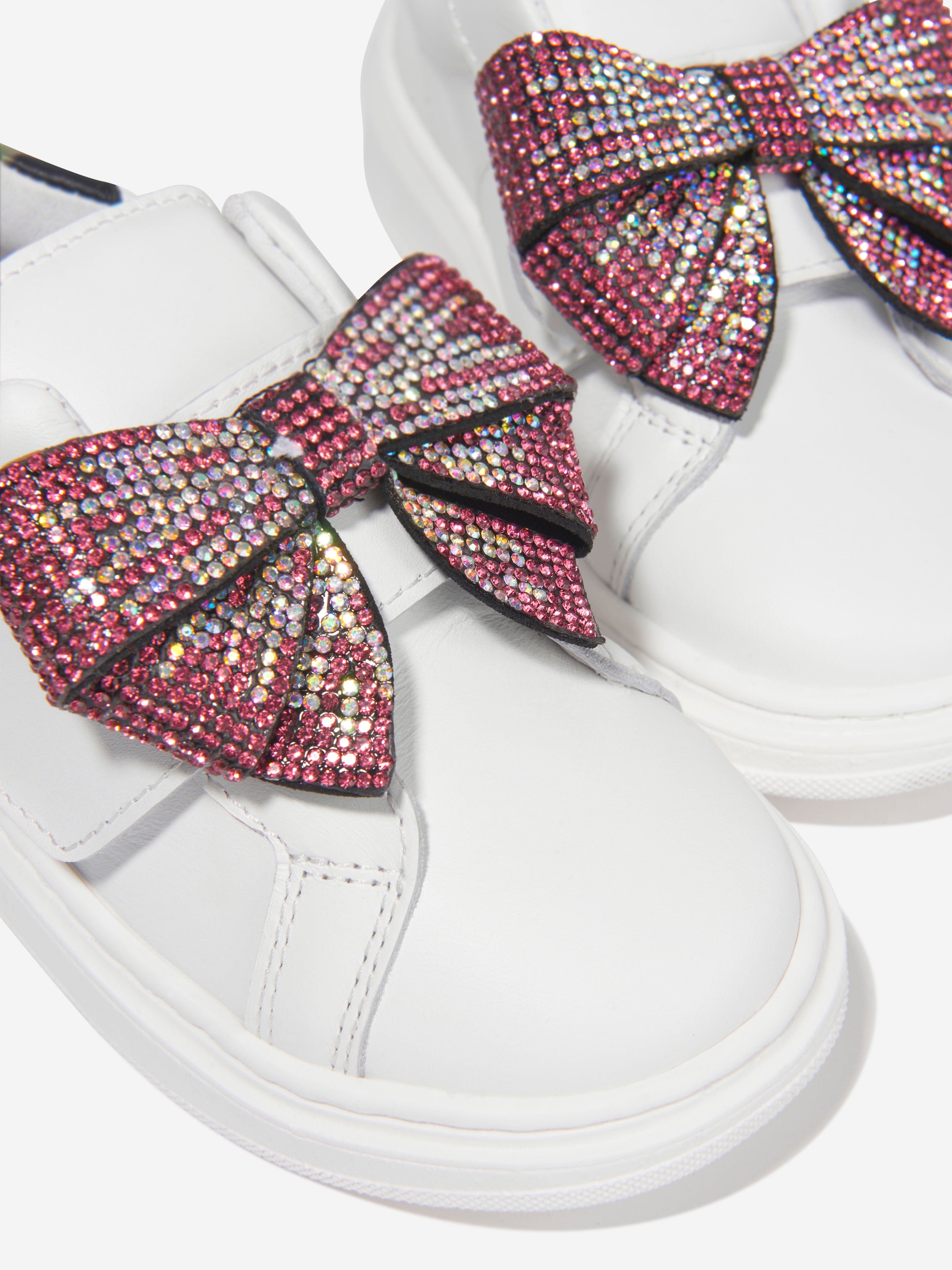 Monnalisa Girls Leather Bow Trainers