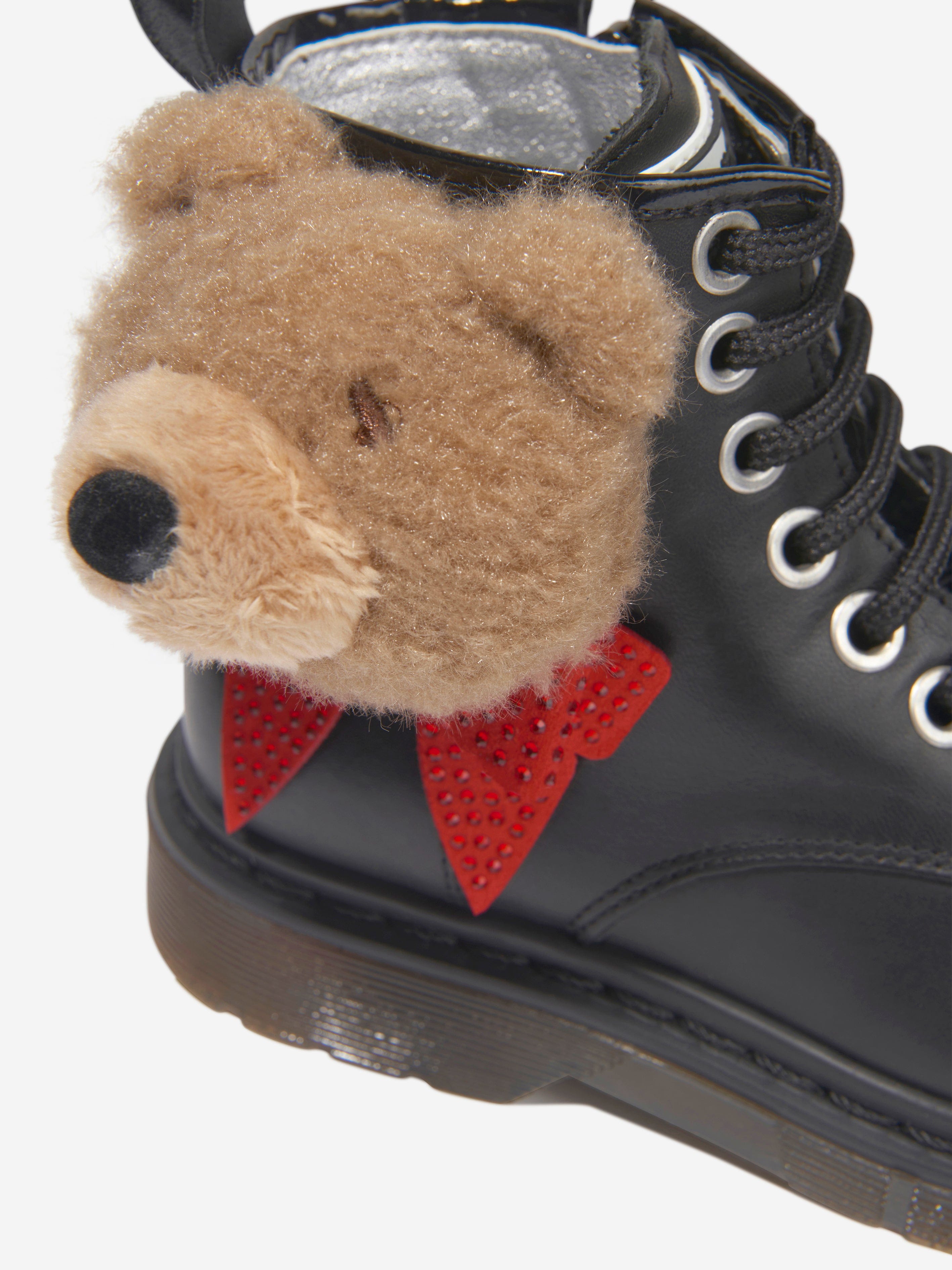 Monnalisa Girls Leather Teddy Bear Boots