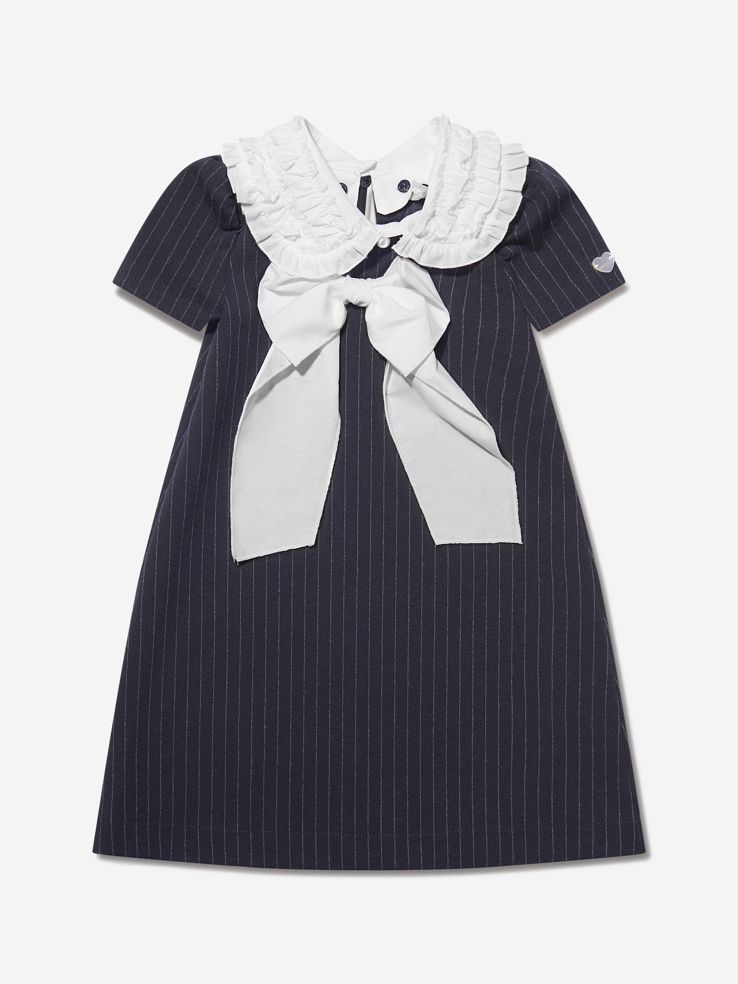 Monnalisa Girls Pinstripe Milano Bow Dress