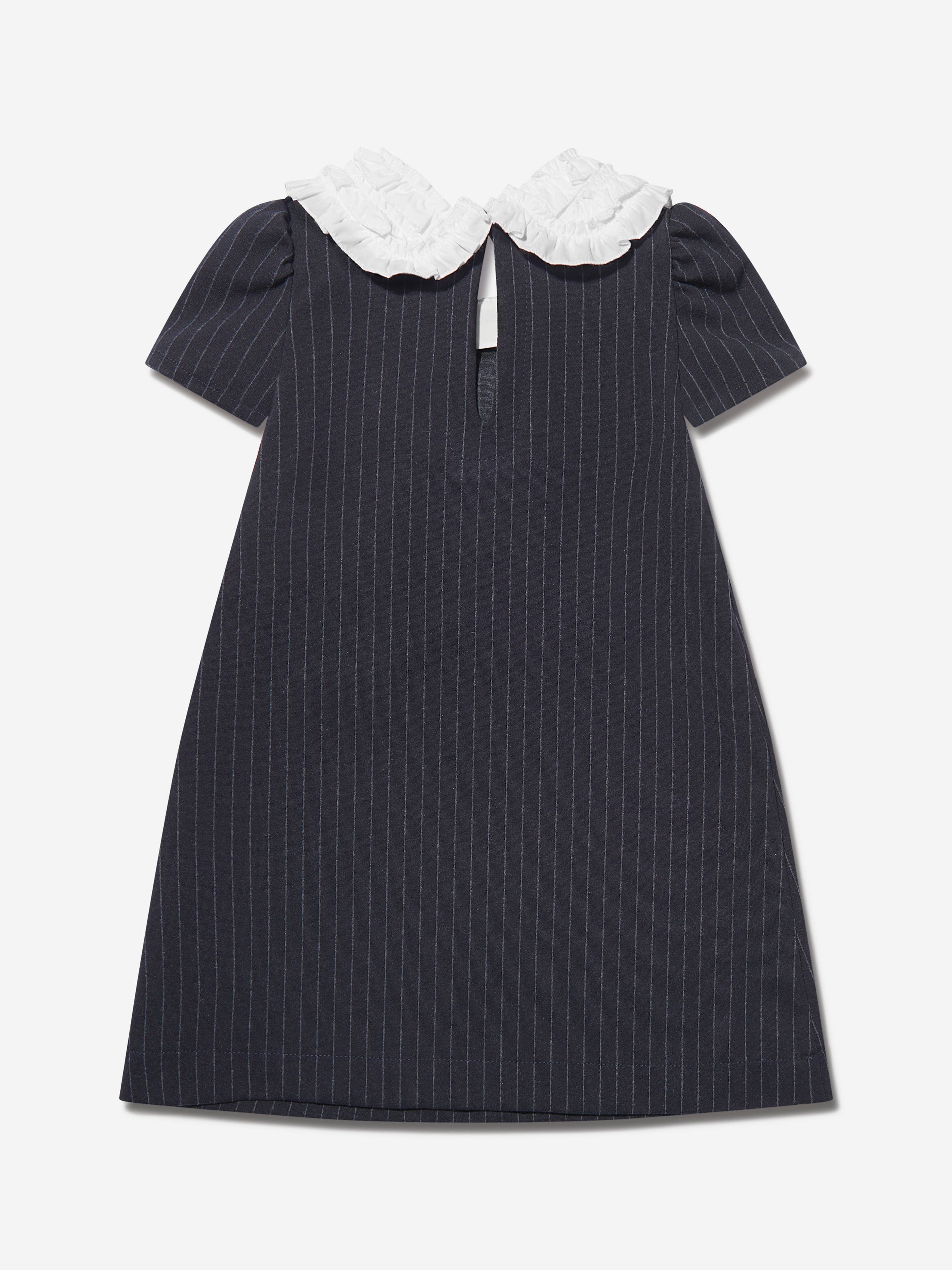 Monnalisa Girls Pinstripe Milano Bow Dress