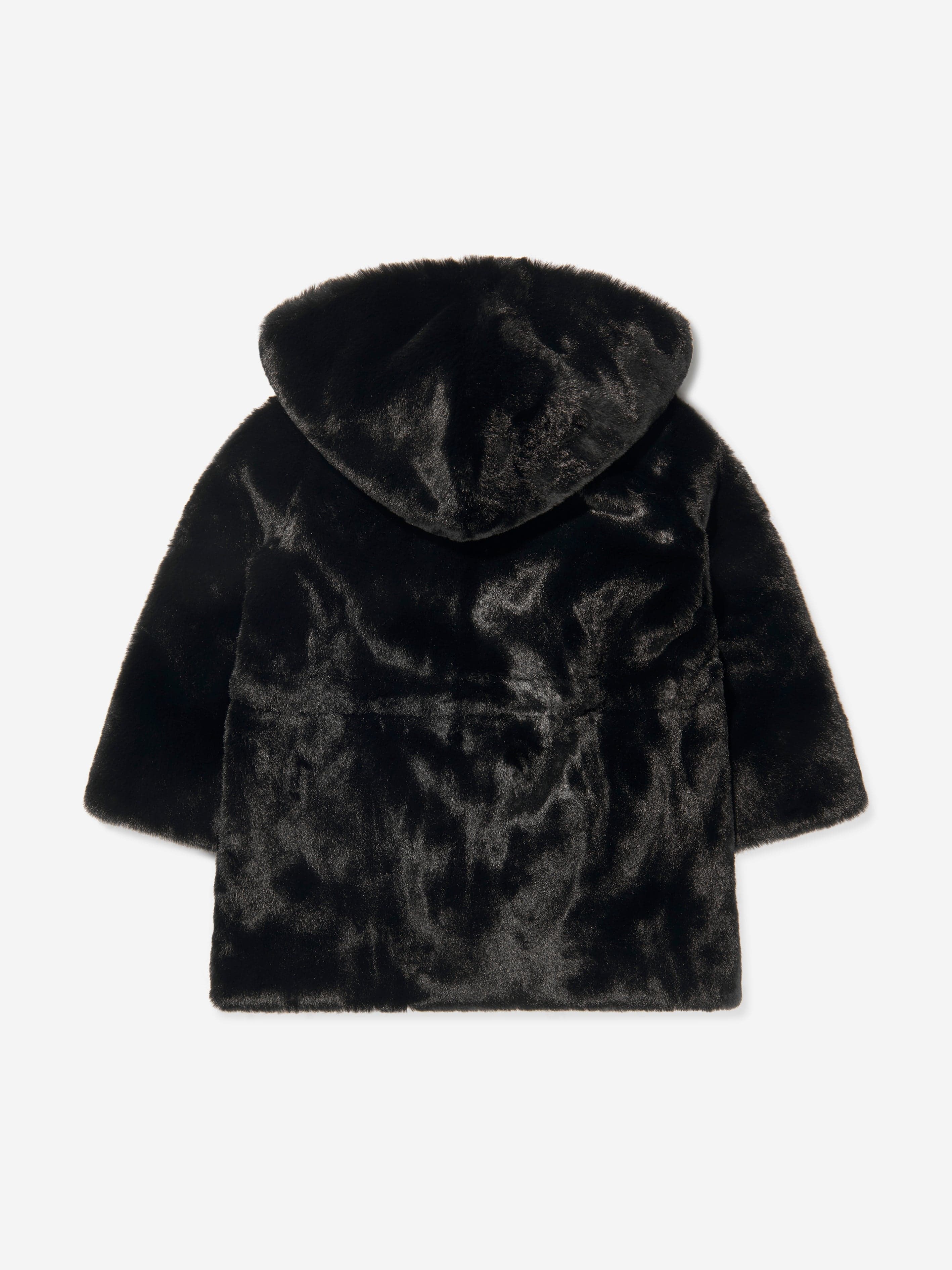 Monnalisa Girls Faux Fur Hooded Coat