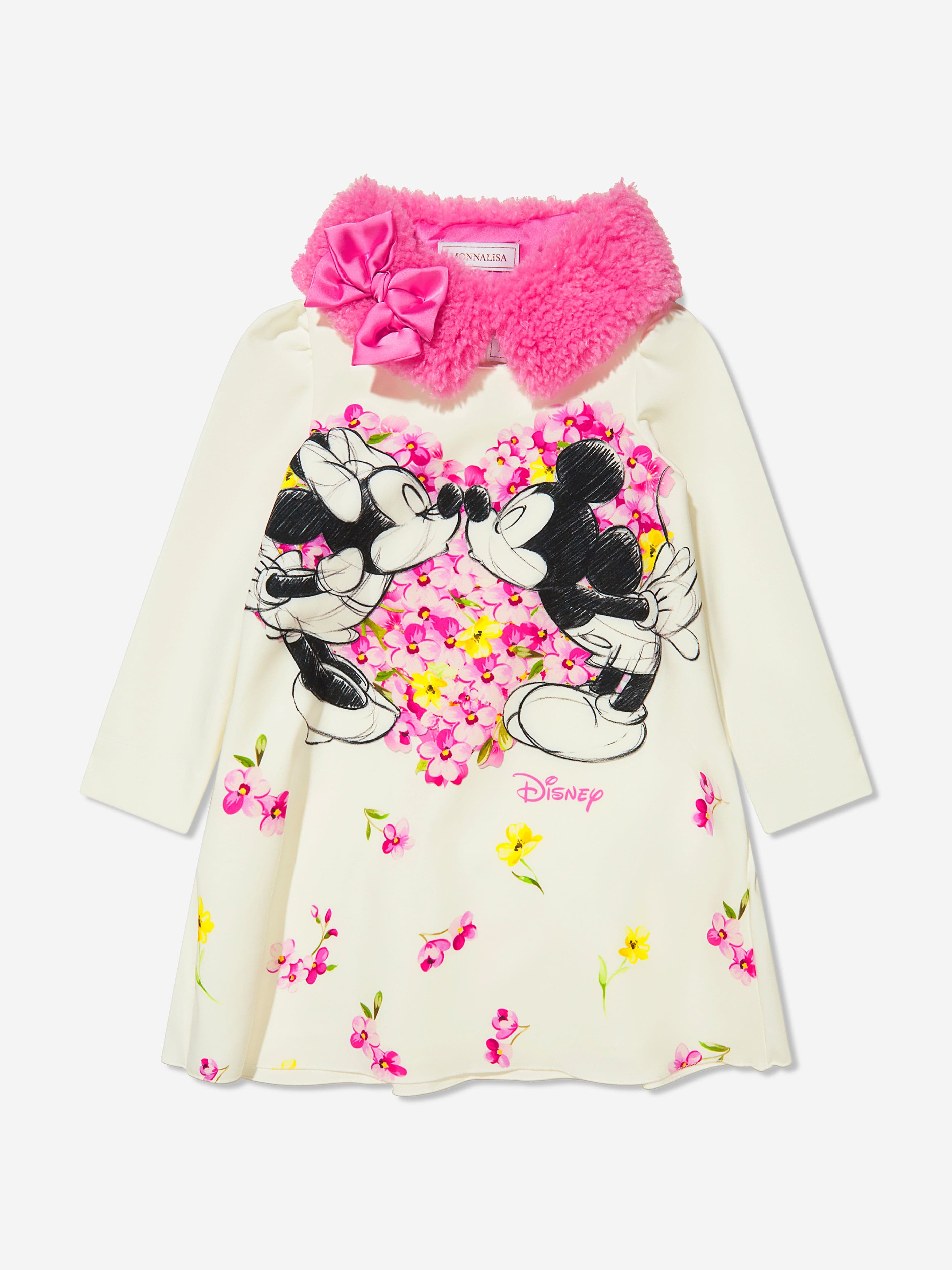 Monnalisa Girls Long Sleeve Mickey And Minnie Dress