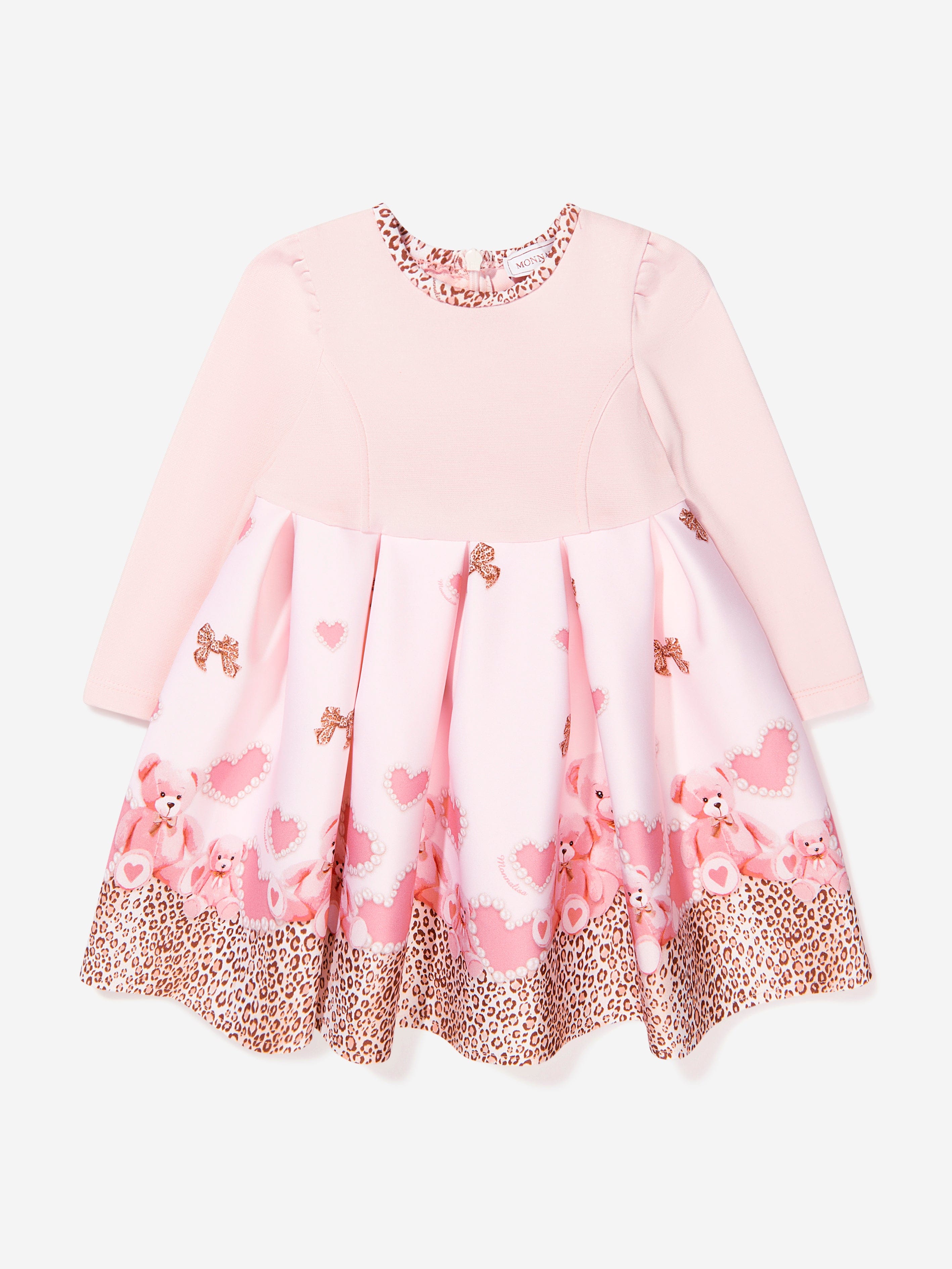 Monnalisa Baby Girls Neoprene Teddy Bear Dress