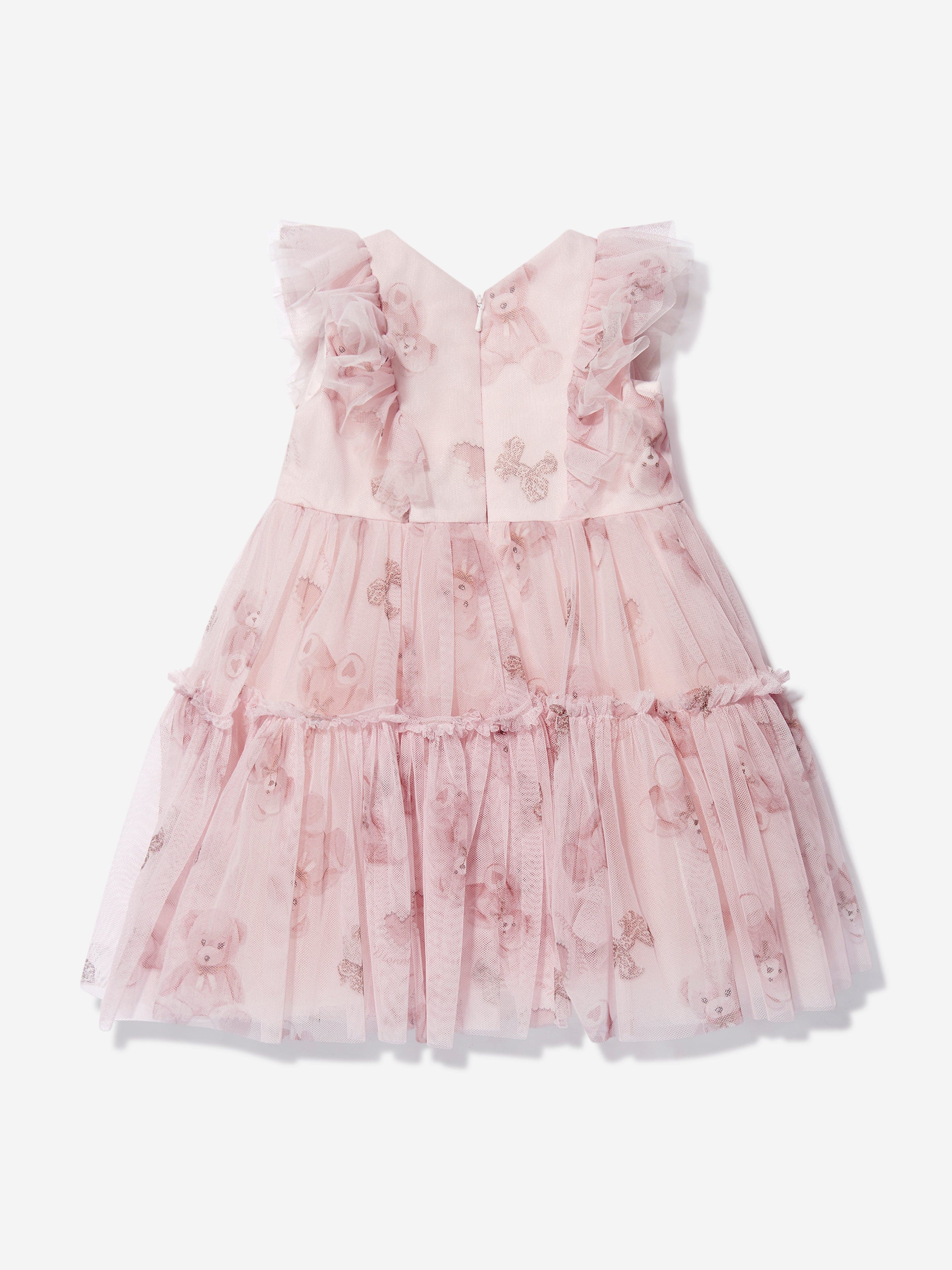 Monnalisa Baby Girls Tulle Teddy Bear Dress