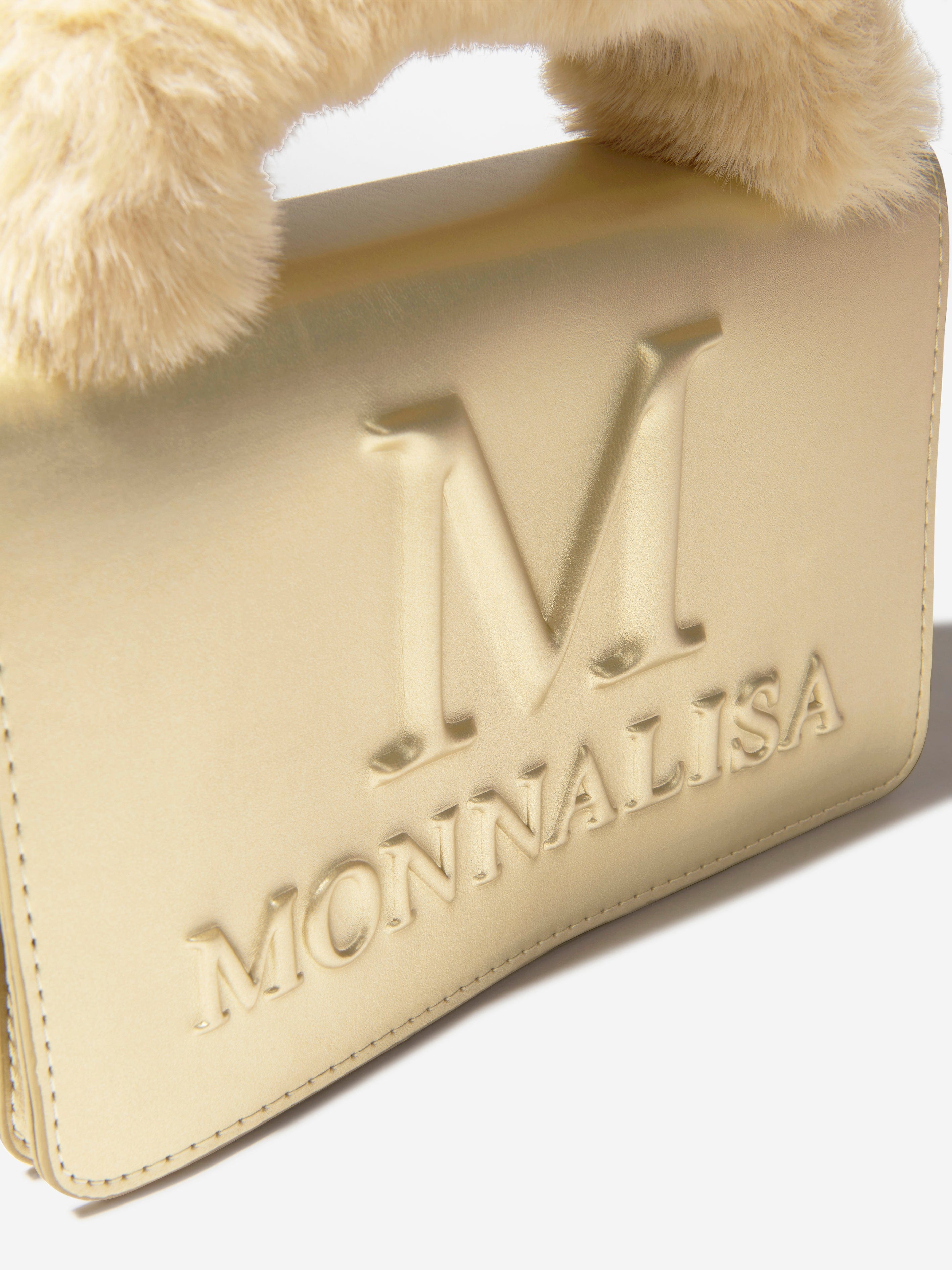 Monnalisa Girls Fluffy Handle Logo Bag (W:21.5cm)