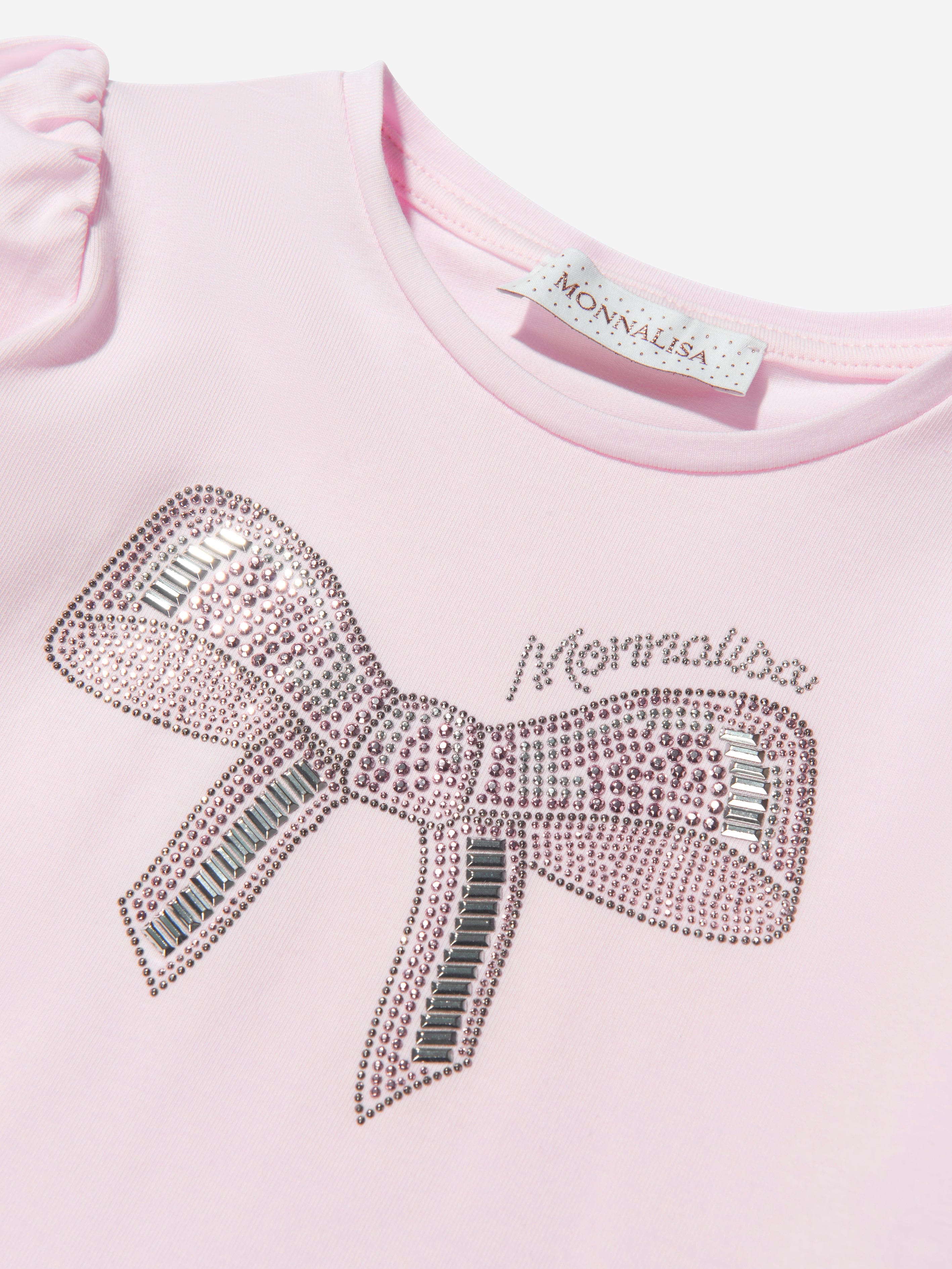 Monnalisa Girls Bow Print Long Sleeve T-Shirt