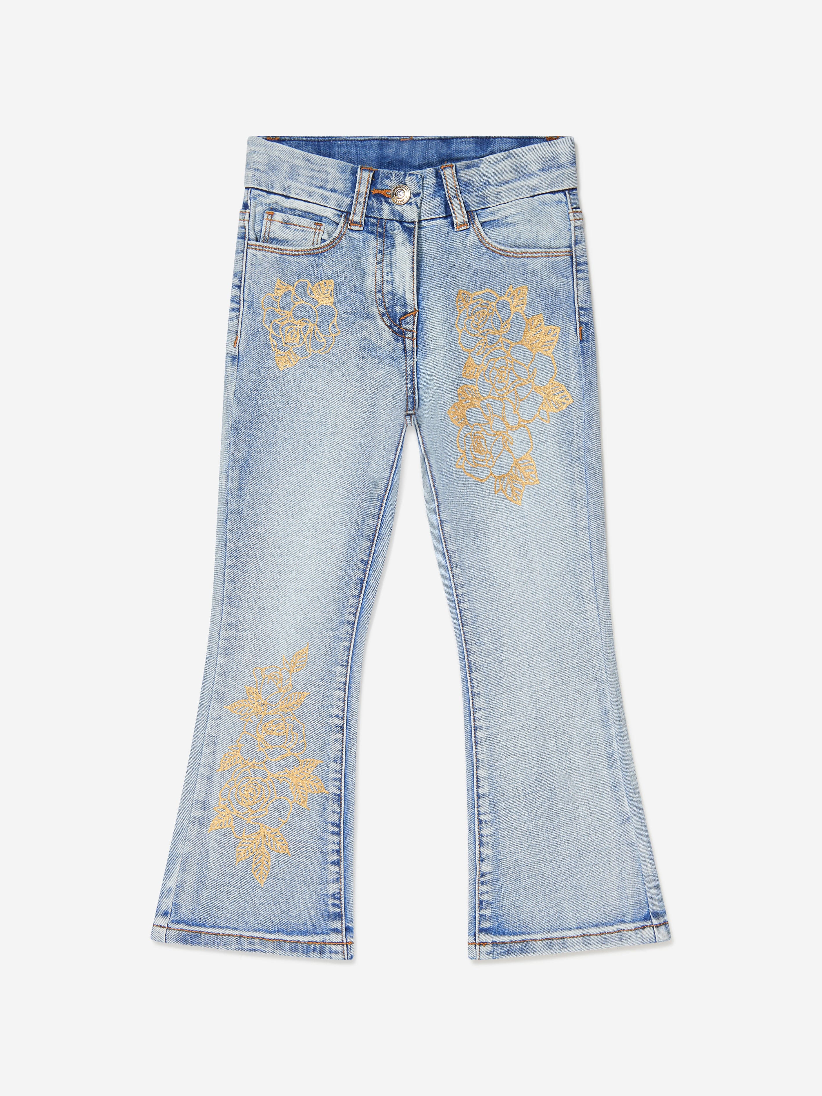 Monnalisa Girls Denim Flared Rose Jeans