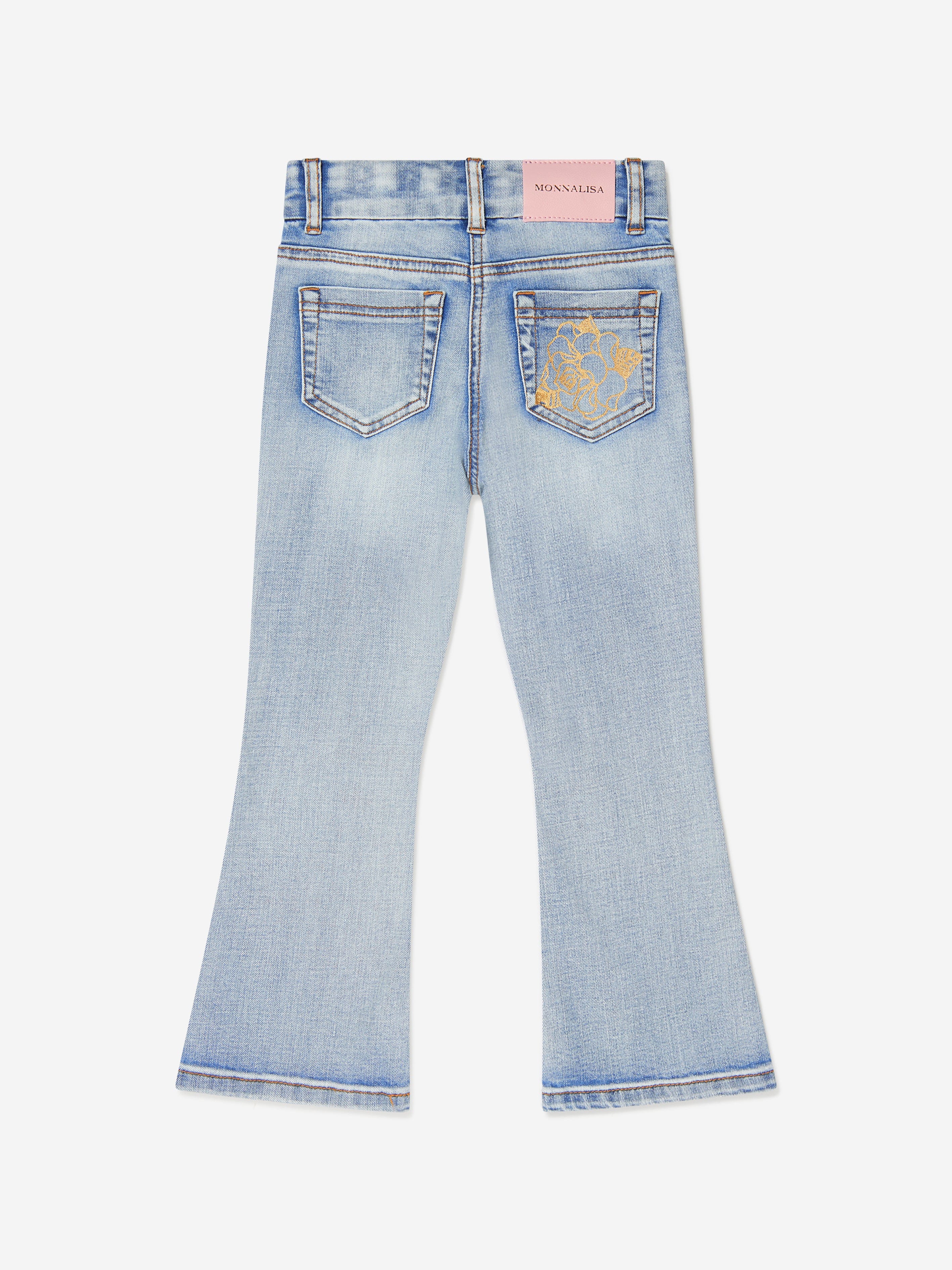 Monnalisa Girls Denim Flared Rose Jeans