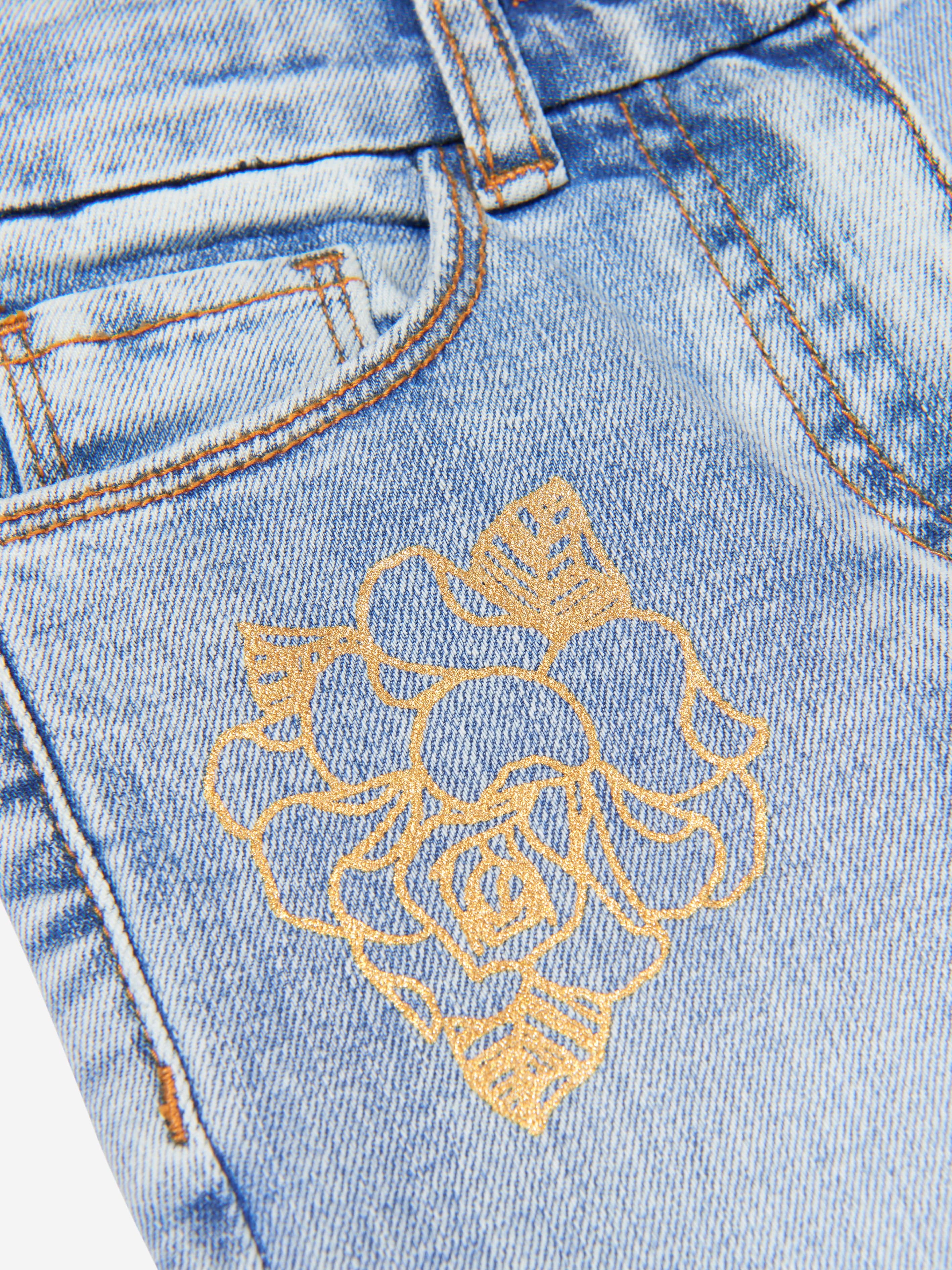 Monnalisa Girls Denim Flared Rose Jeans