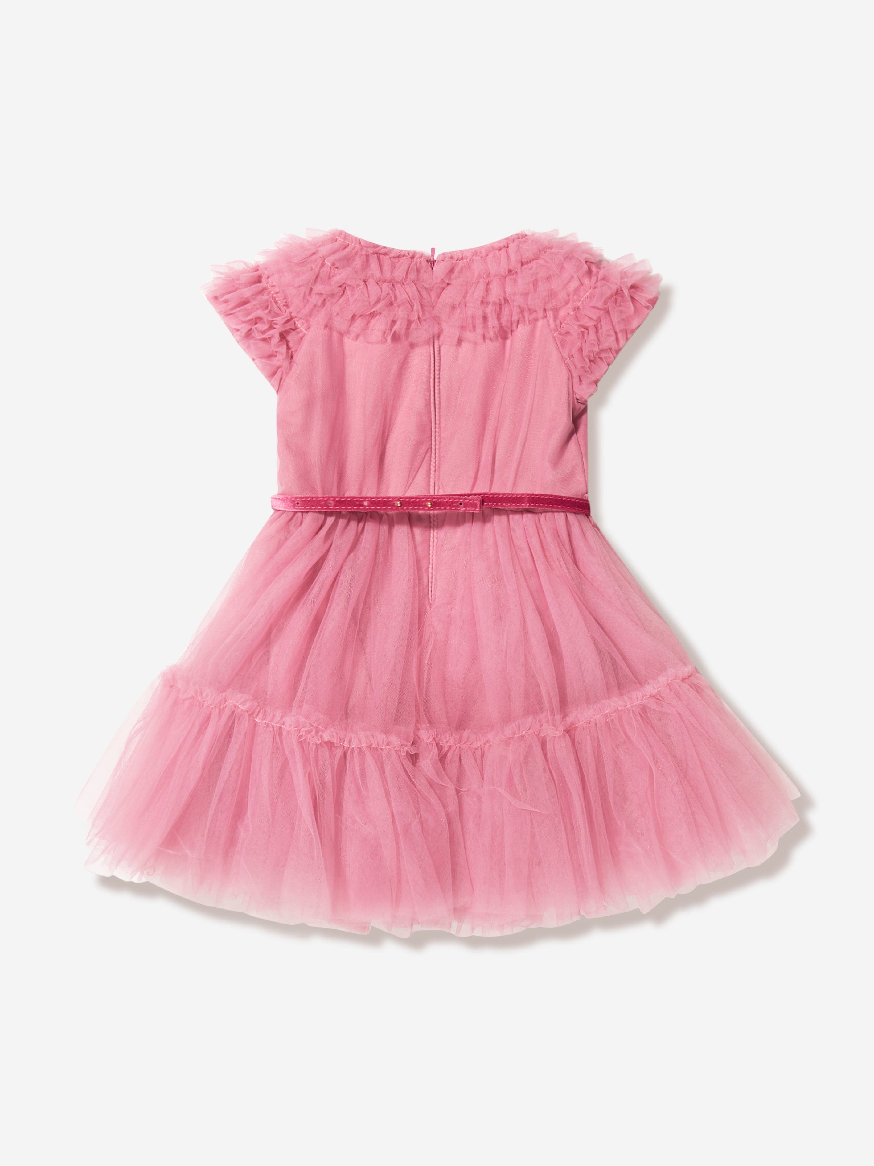 Monnalisa Girls Tulle Flower Dress