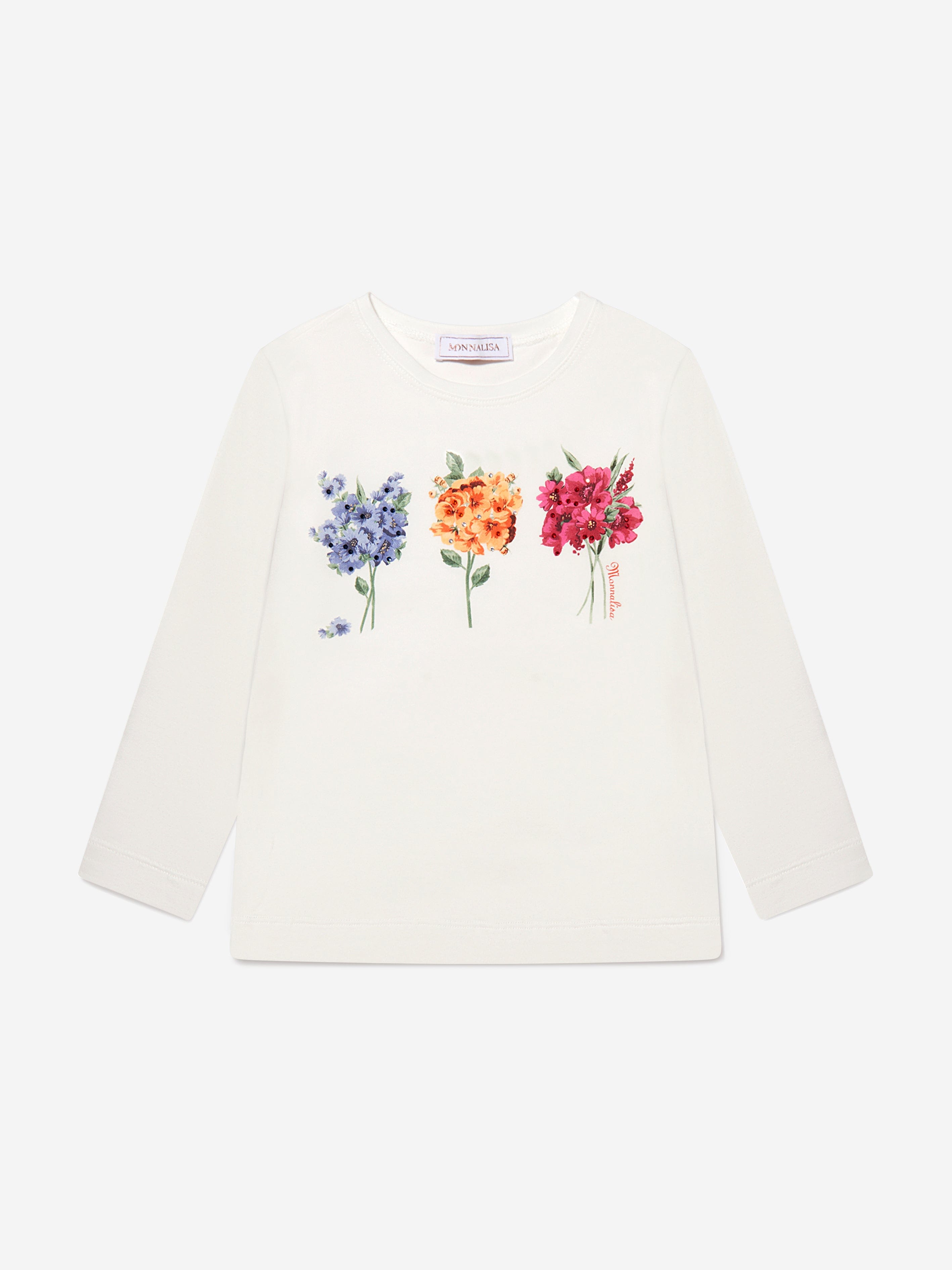 Monnalisa Girls Flower Print Long Sleeve T-Shirt