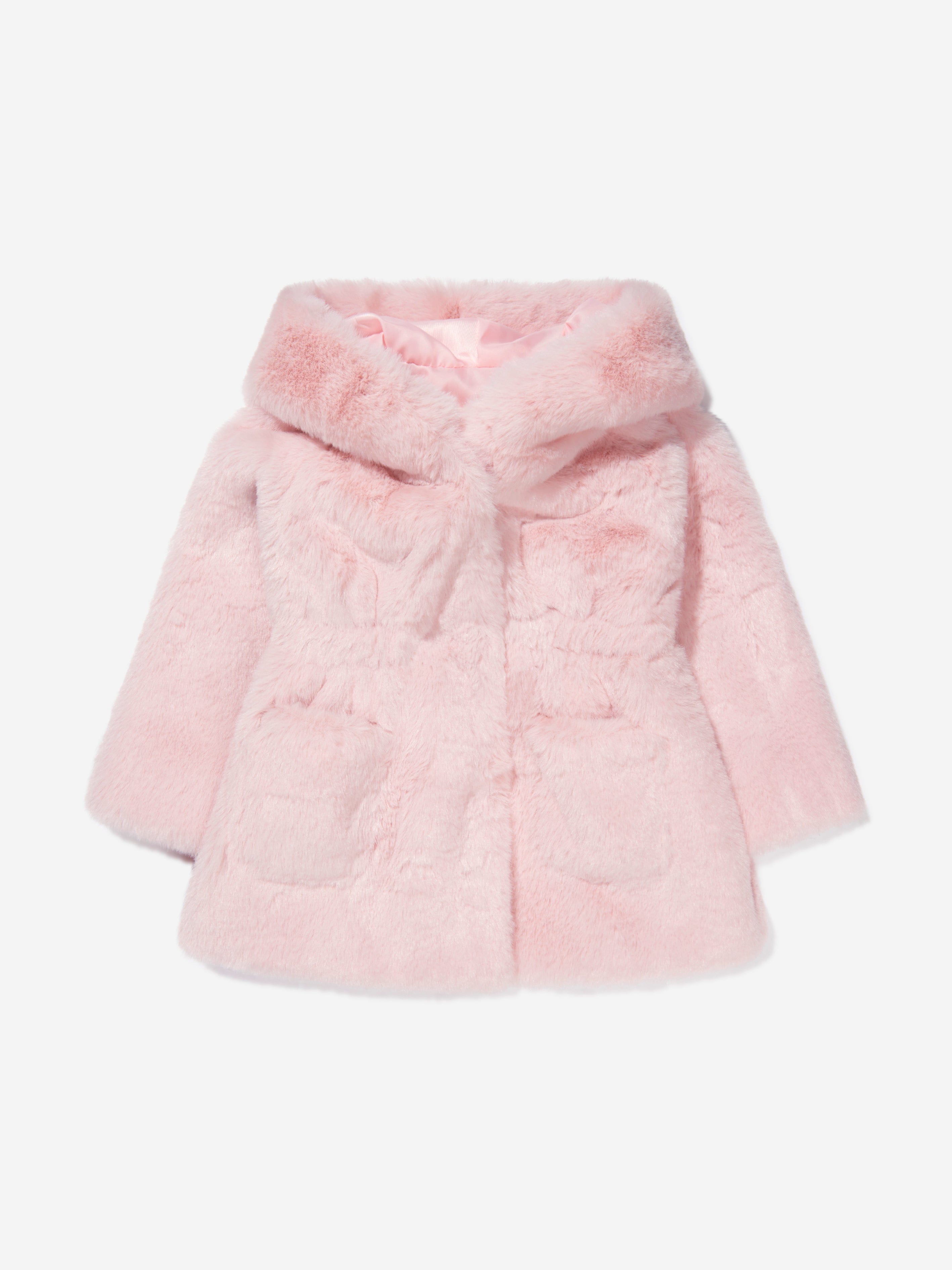 Monnalisa Baby Girls Faux Fur Hooded Coat