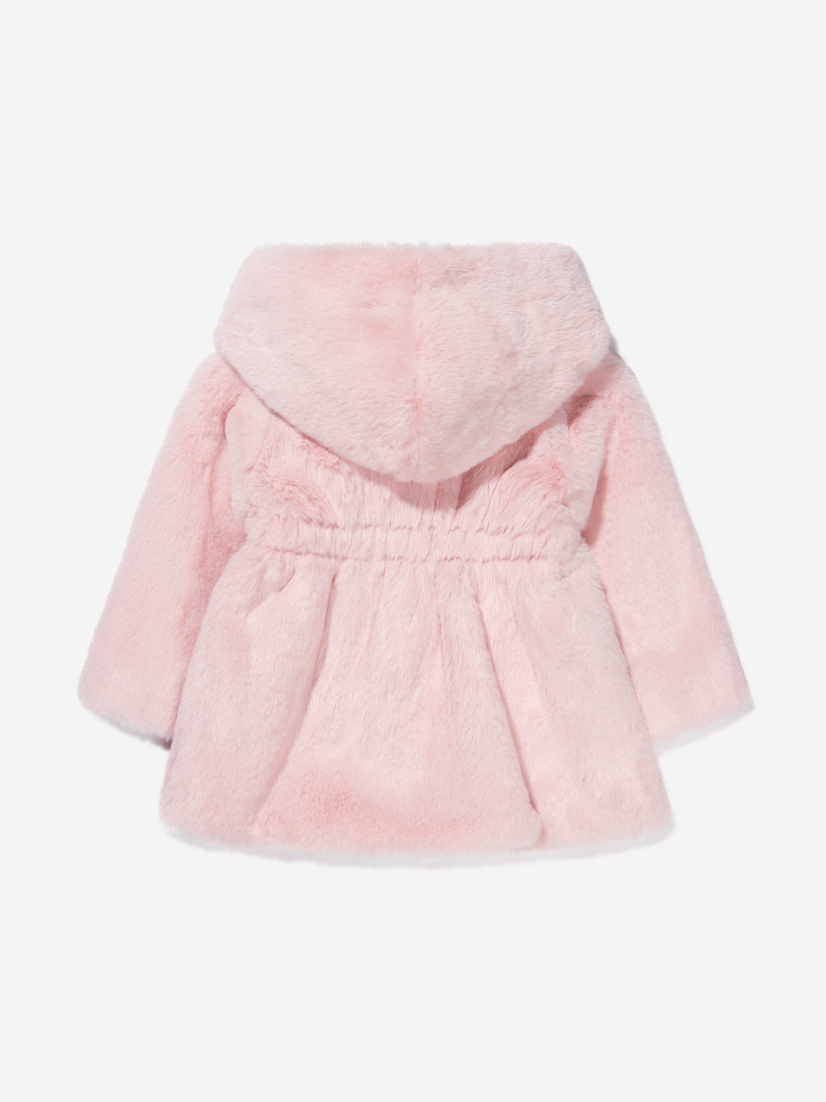 Monnalisa Baby Girls Faux Fur Hooded Coat