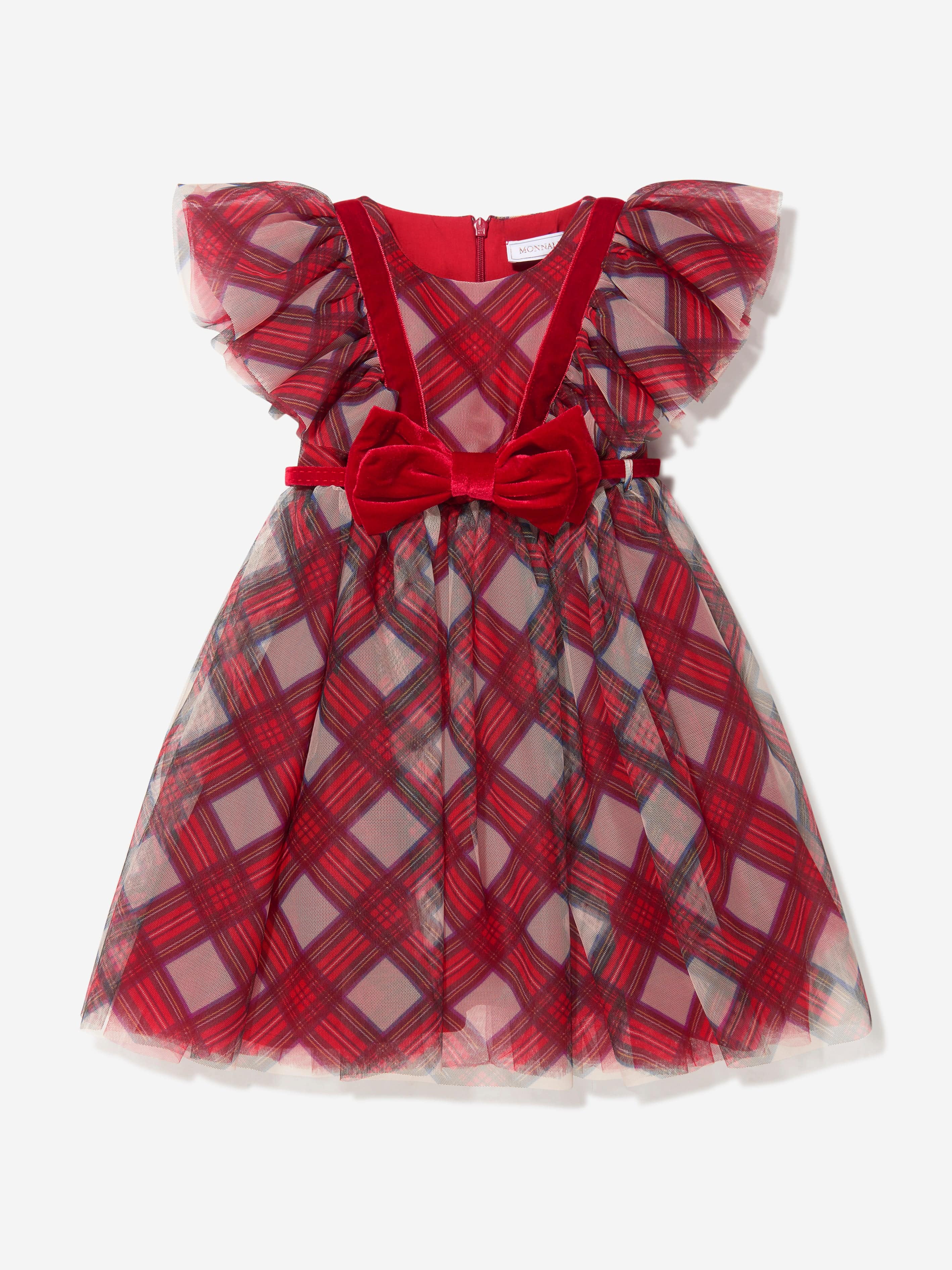 Monnalisa Girls Tartan Tulle Dress